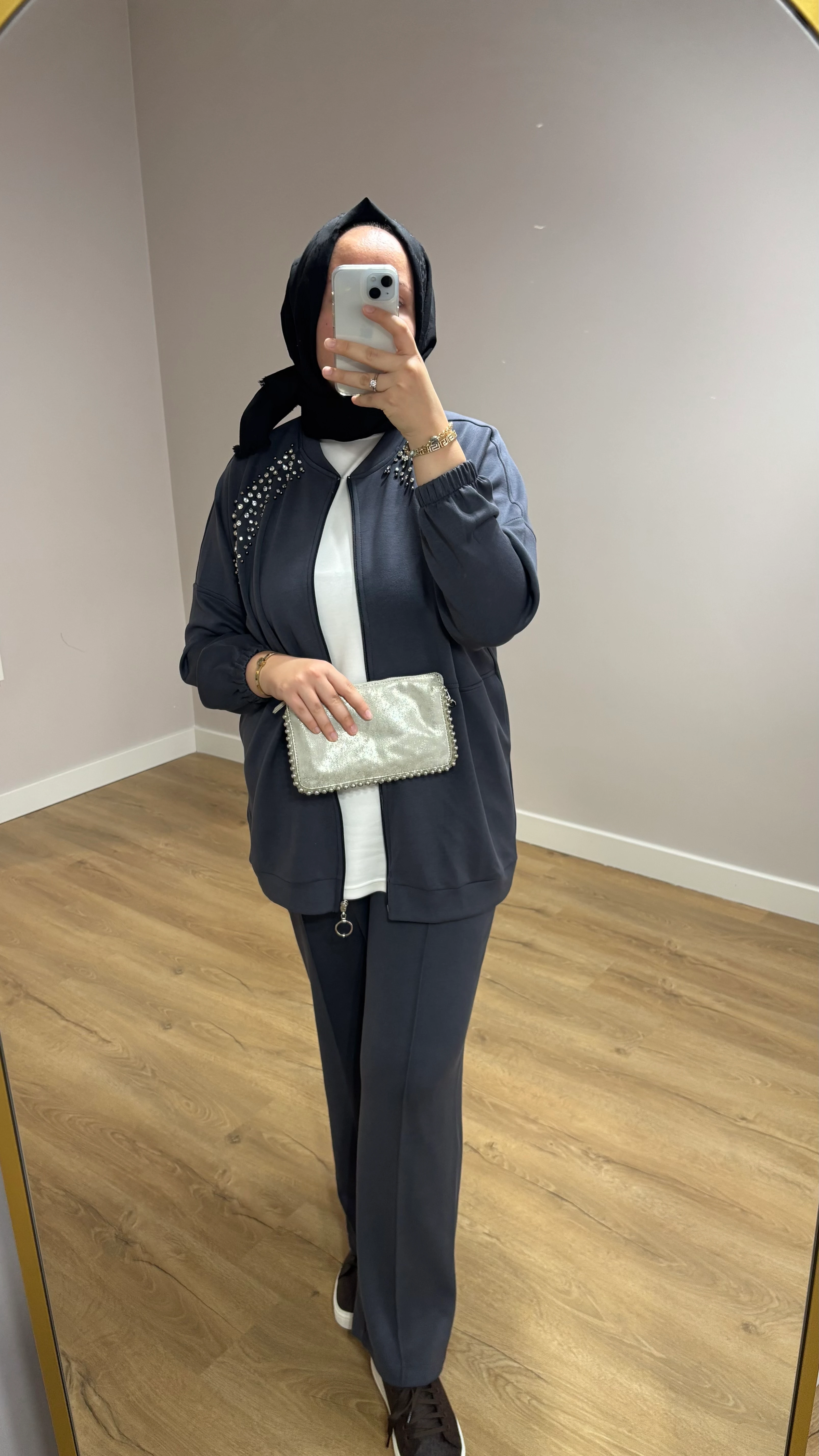 Taşlı Bomber Oysho Takım - Antrasit