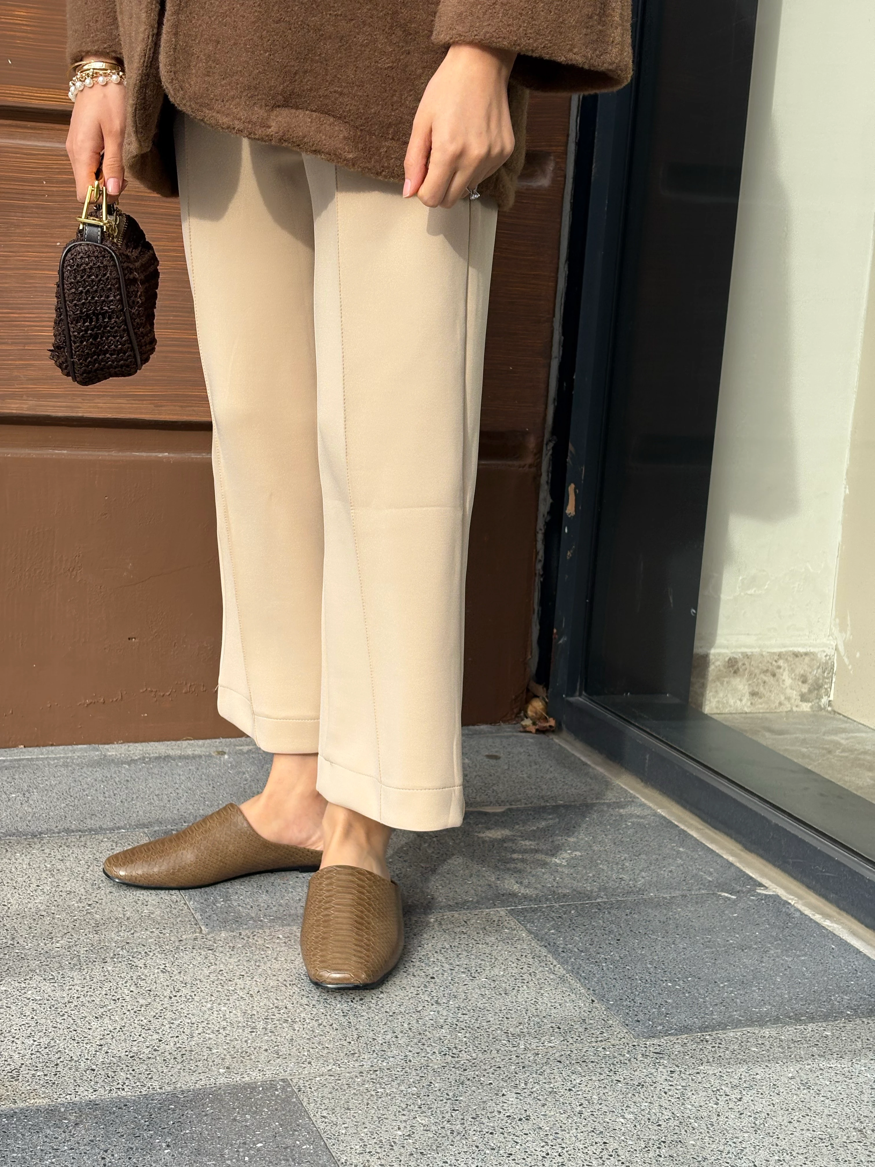 Krem Çımalı scuba pantolon 