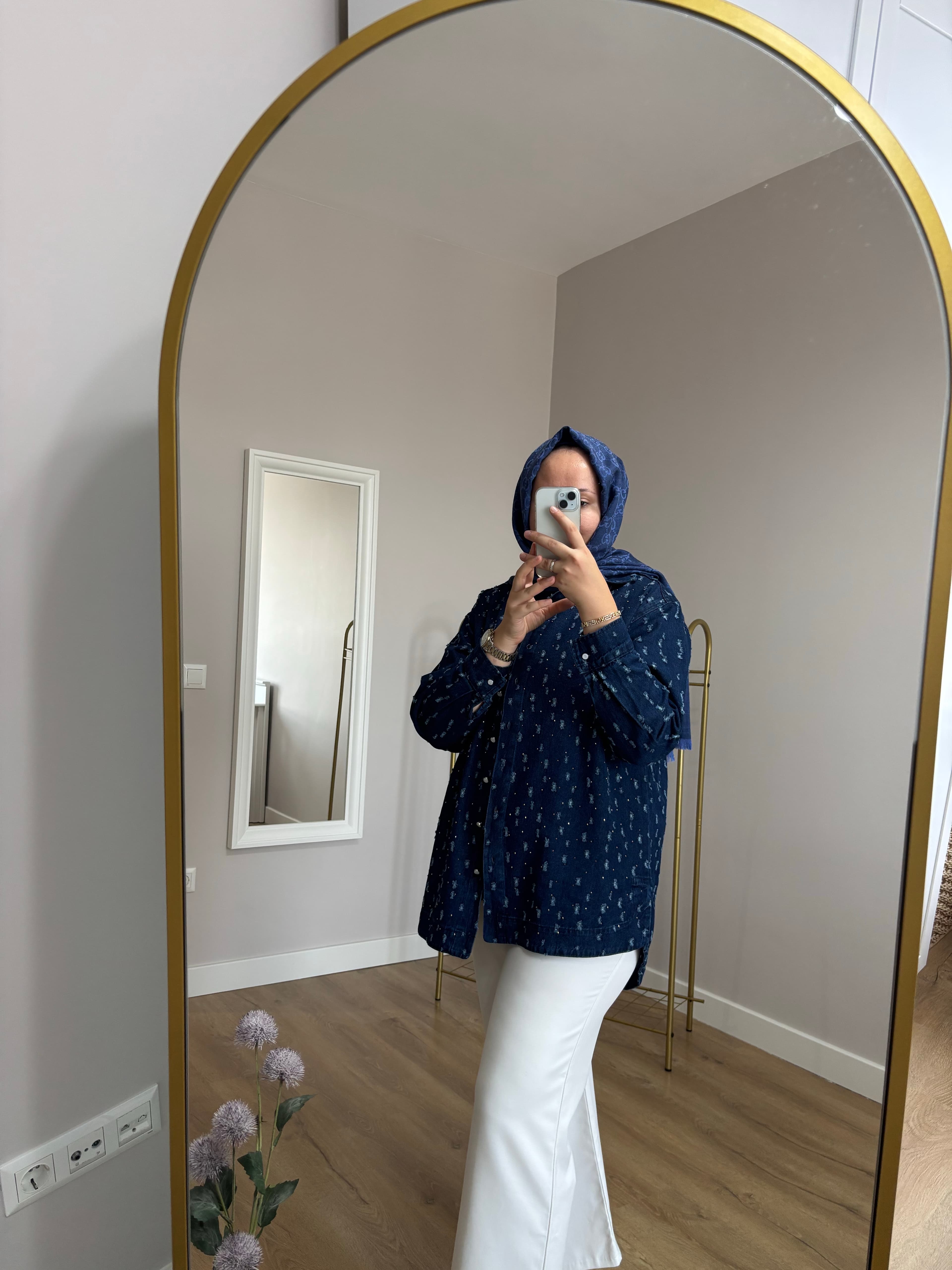Taşlı Denim Ceket