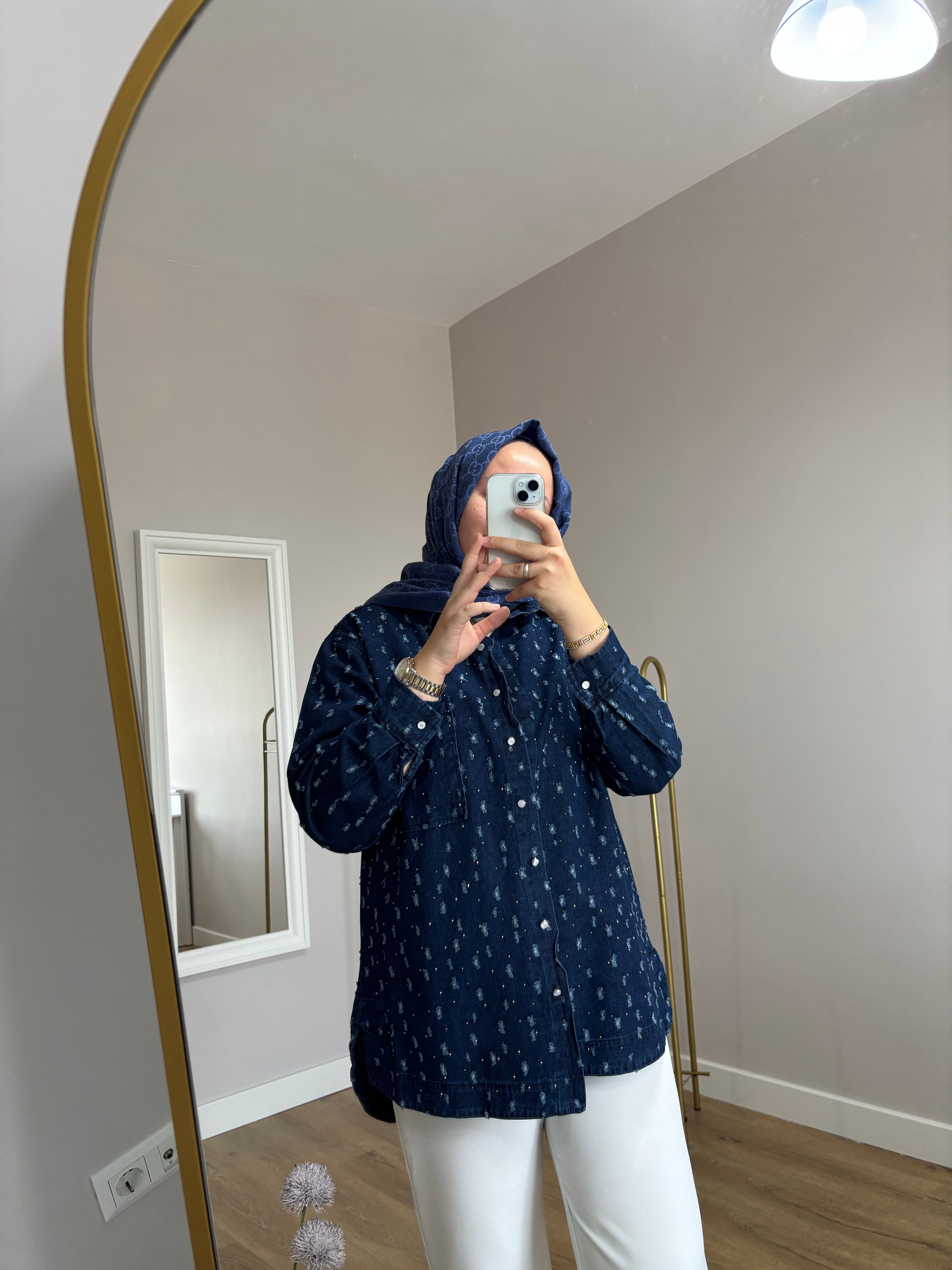 Taşlı Denim Ceket