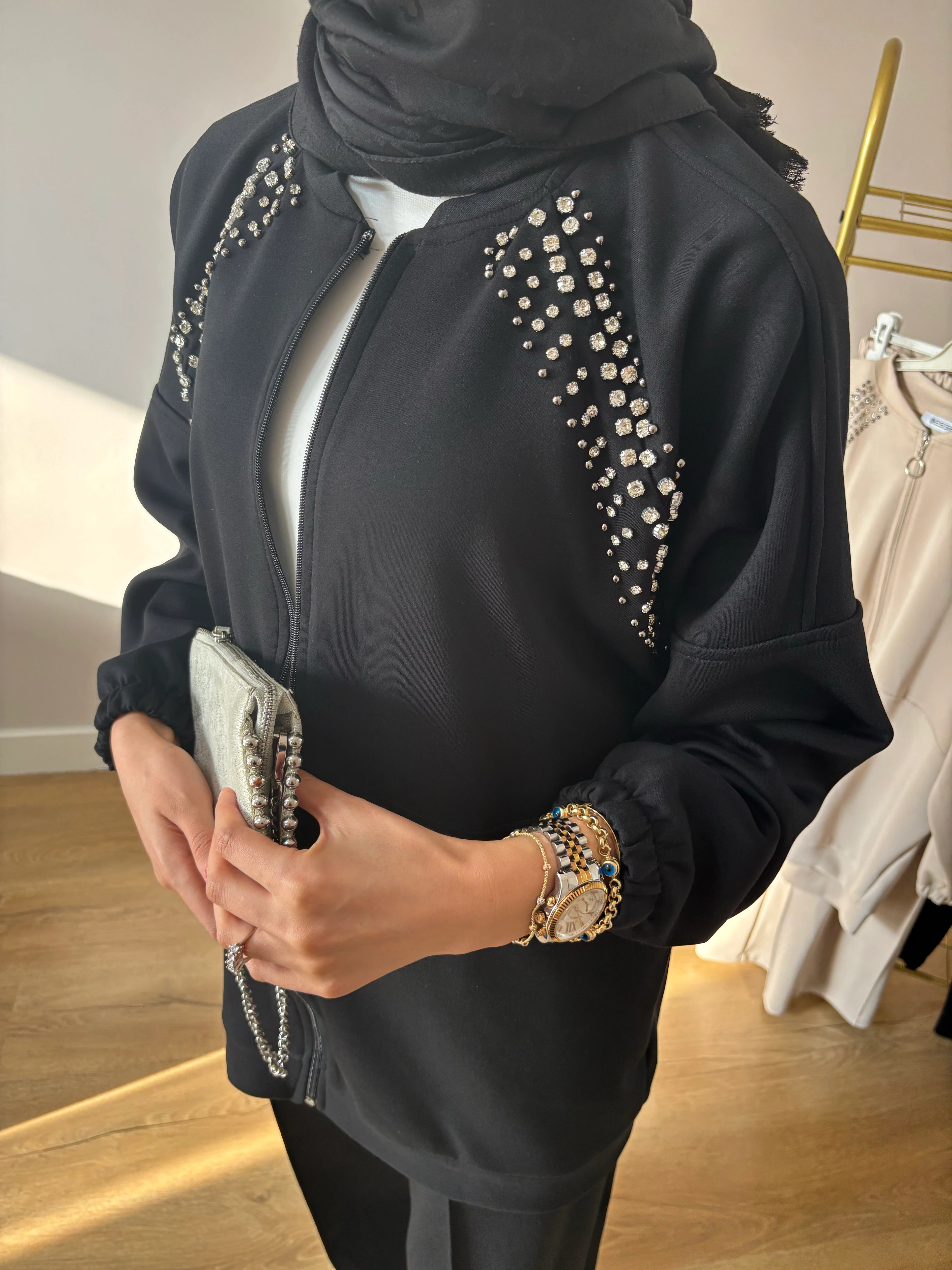 Taşlı Bomber Oysho Takım - Siyah