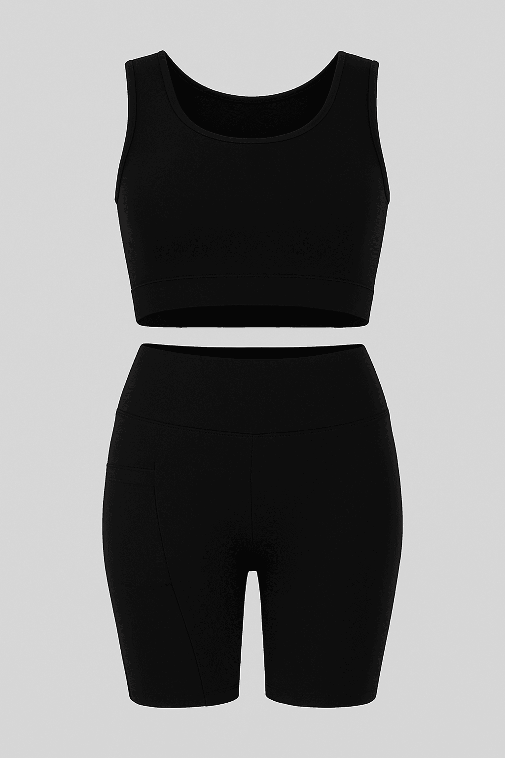 Crop Kısa Tayt Spor Takım - SİYAH