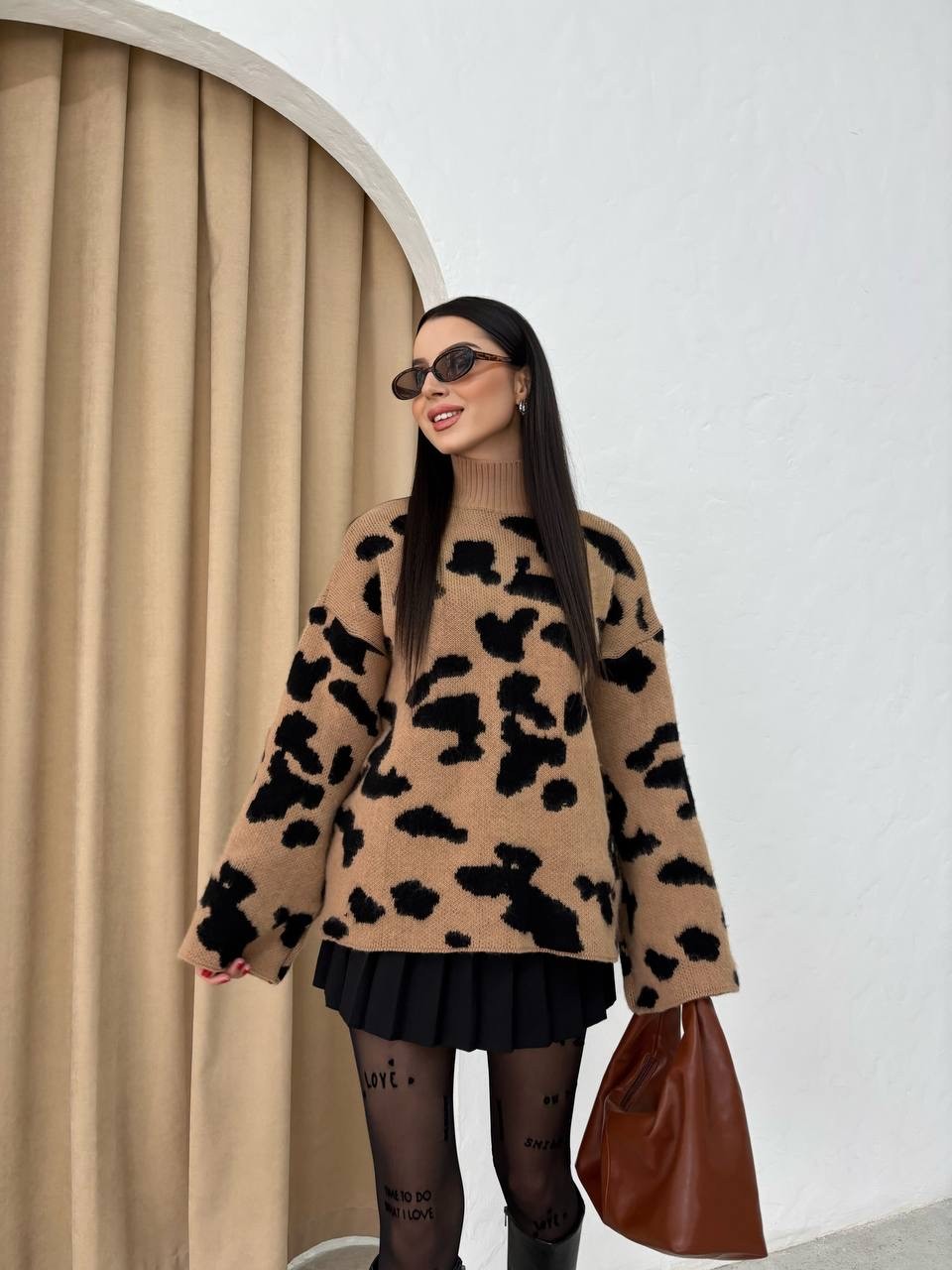 Turtleneck Leopard Trikotaj Sviter