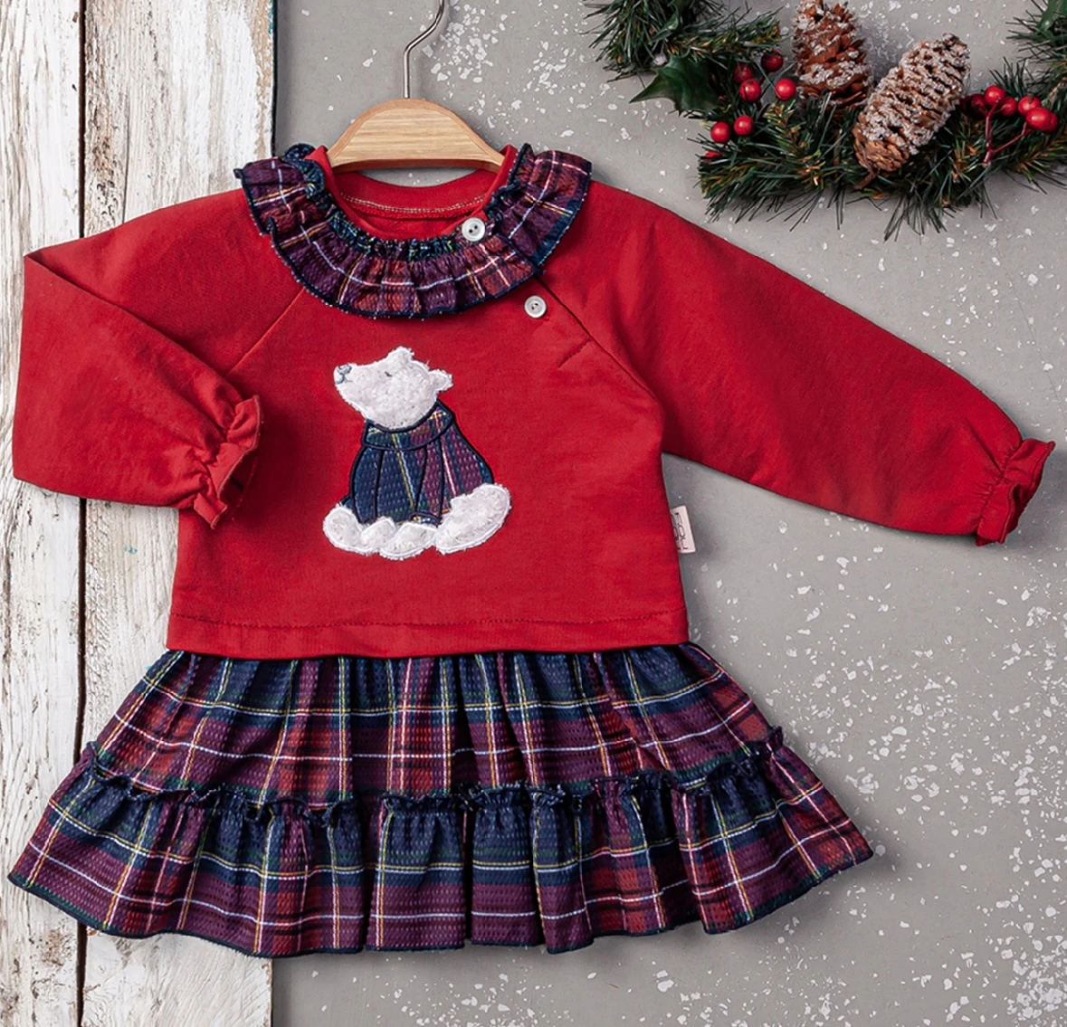 Kız Bebek Fırfırlı Kırmızı Elbise