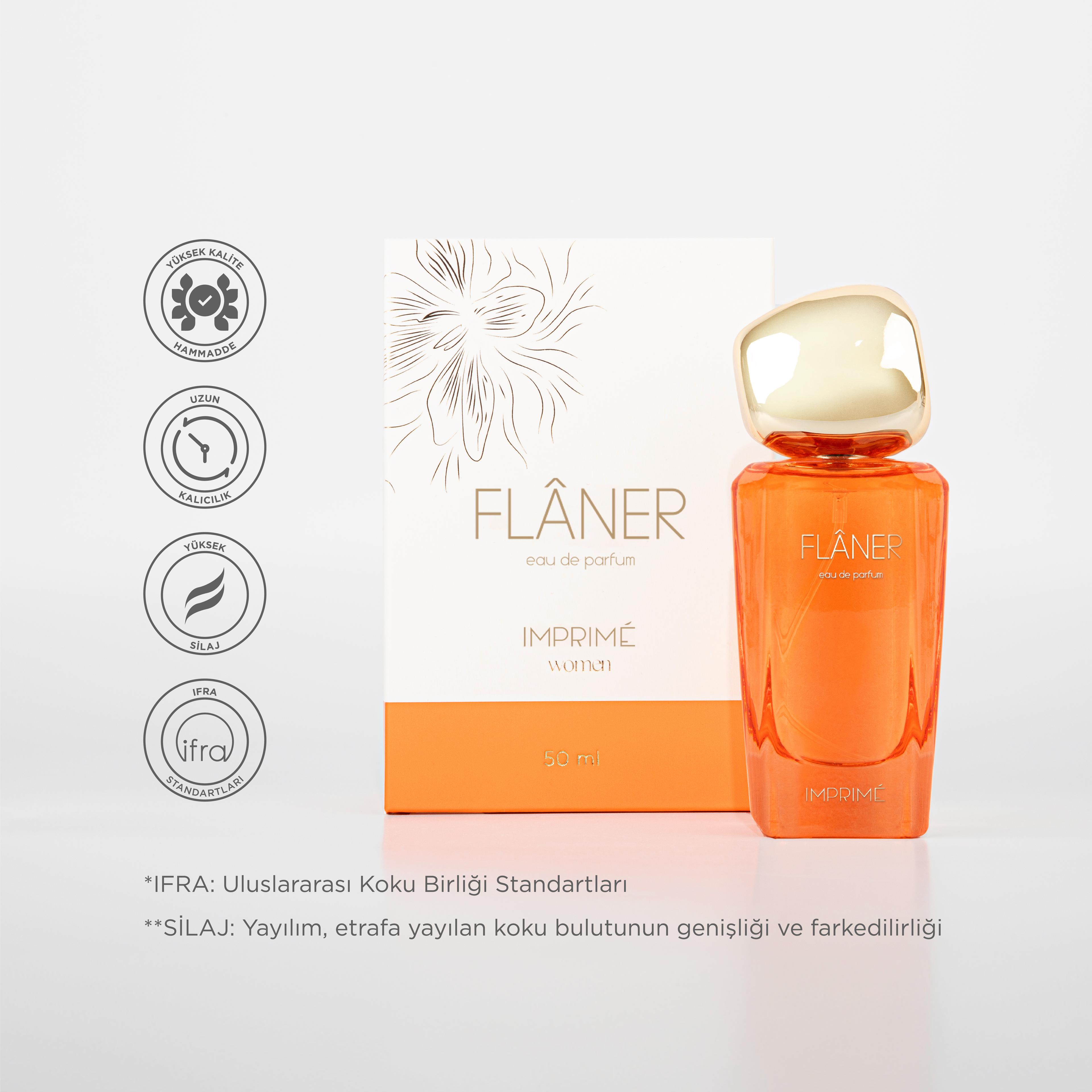 Flâner EDP Kadın Parfüm 50ml | Oryantal ve Çiçeksi | Narenciye, Lavanta, Safran, Adaçayı, Amber, Sedir