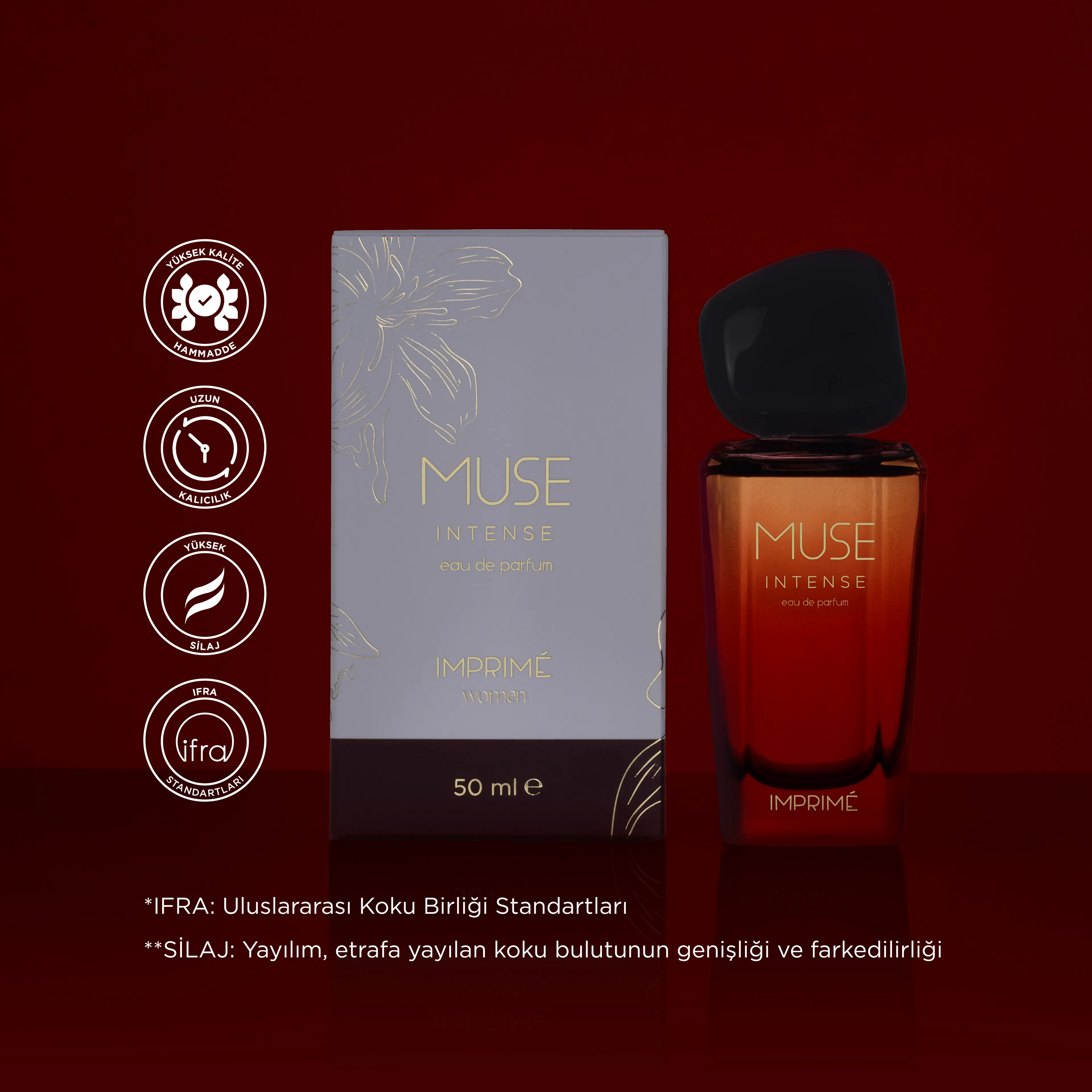 Muse Intense EDP Kadın Parfüm 50 ml | Çiçeksi ve Gurman | Frenk Üzümü, Çikolata, Vanilya, Pralin