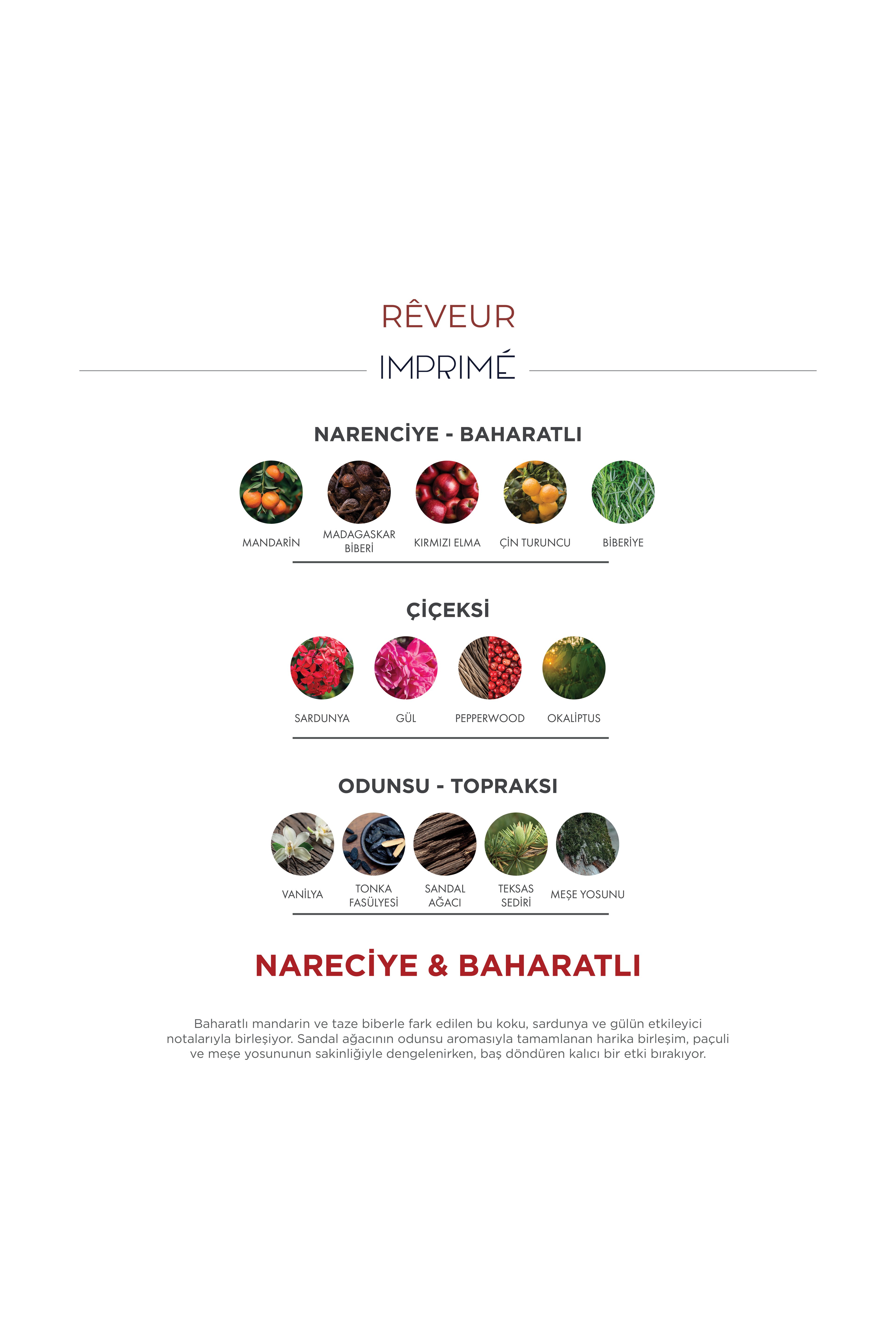 Imprime RÊVEUR  Edp Parfüm 15 ml Seyahat Boy | Narenciye, Baharat |mandalina, Elma, Biberiye, Gül, Vanilya, Sandal