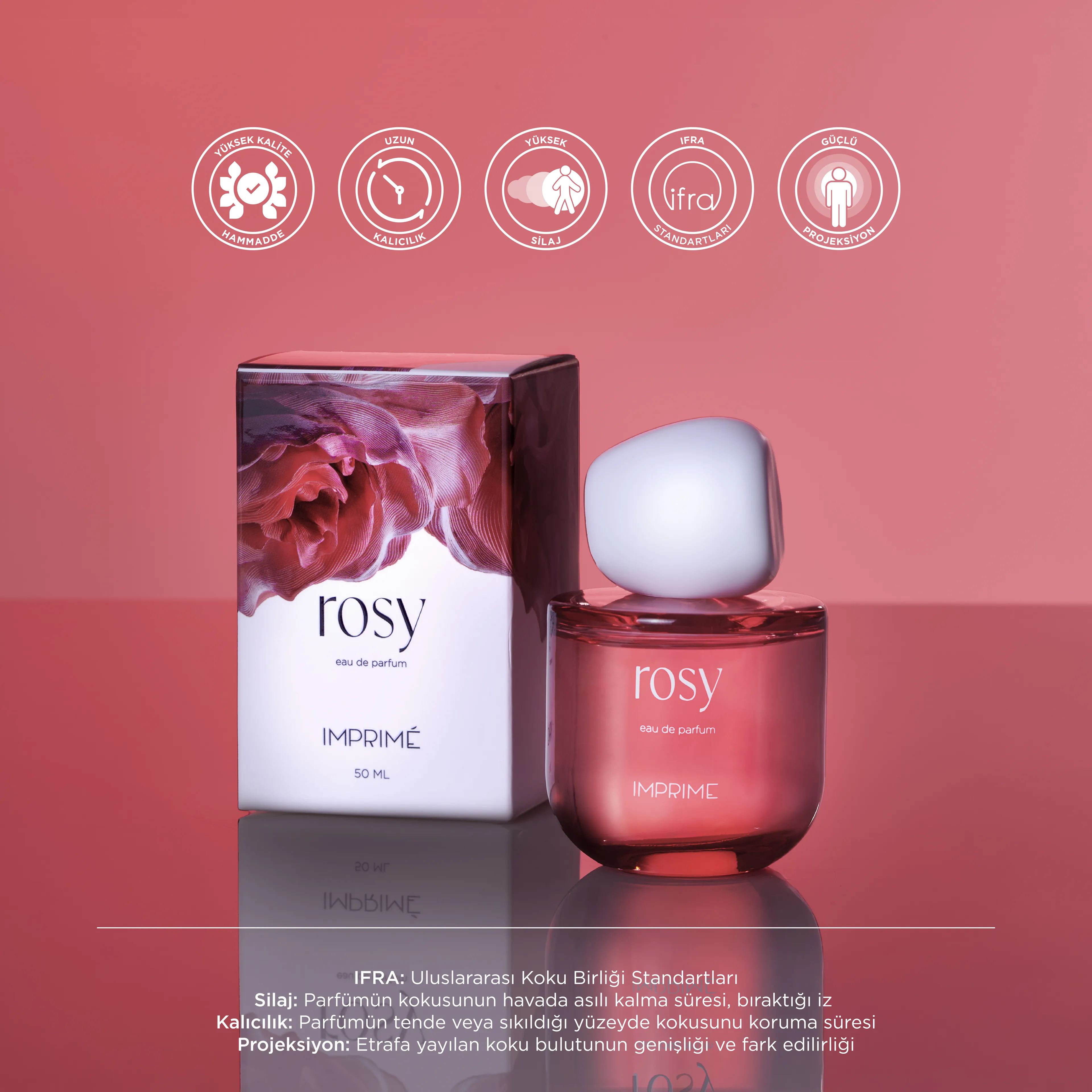 Imprime Rosy EDP Kadın Parfüm 50ml | Çiçeksi & Meyveli | Ahududu, Gül, Zambak, Kaşmir, Vanilya, Amber 
