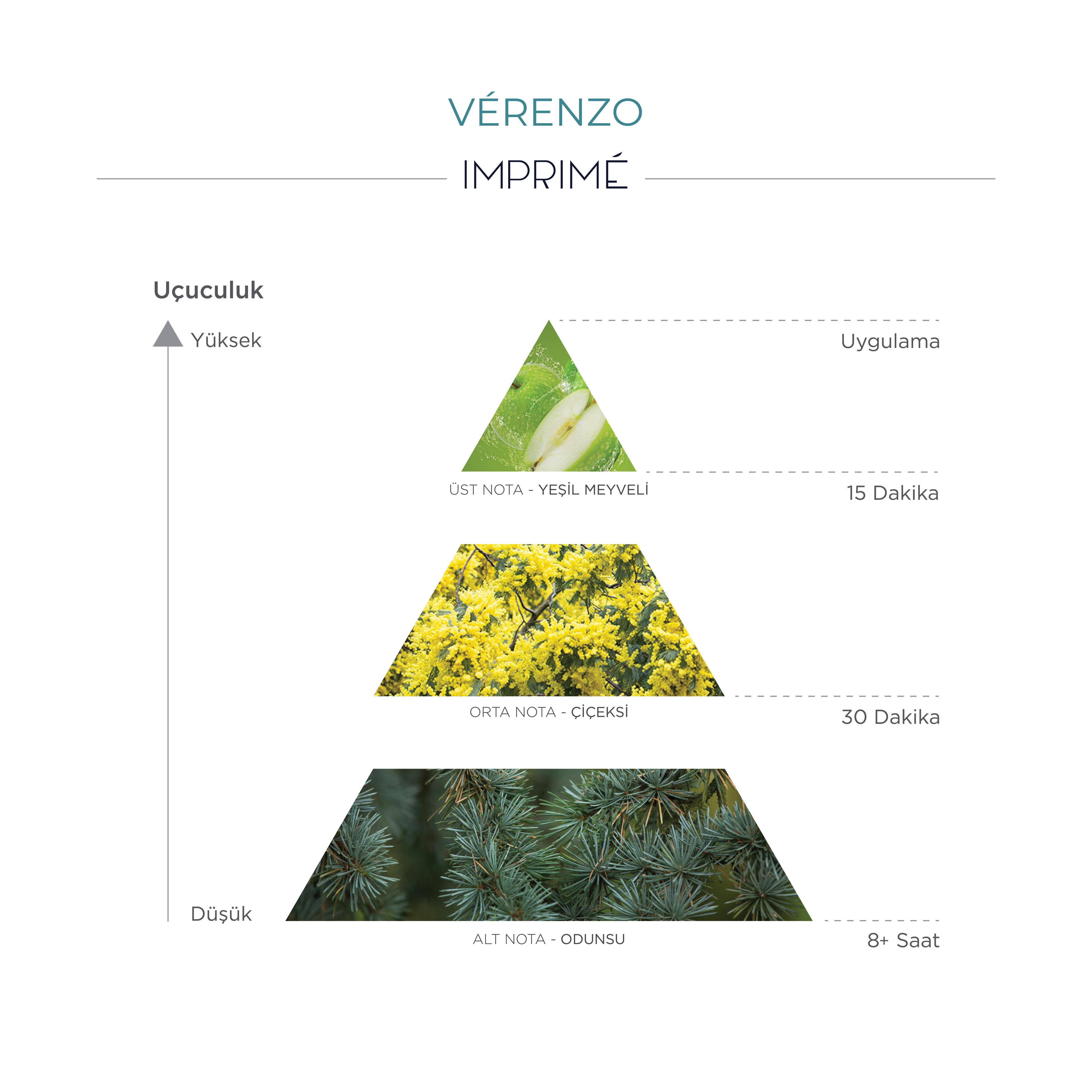 Vérenzo Edp Unisex Parfüm 50 ml | Yeşil Odunsu | Elma, Lime, Mimoza, Karpuz, Sedir, Çam, Misk