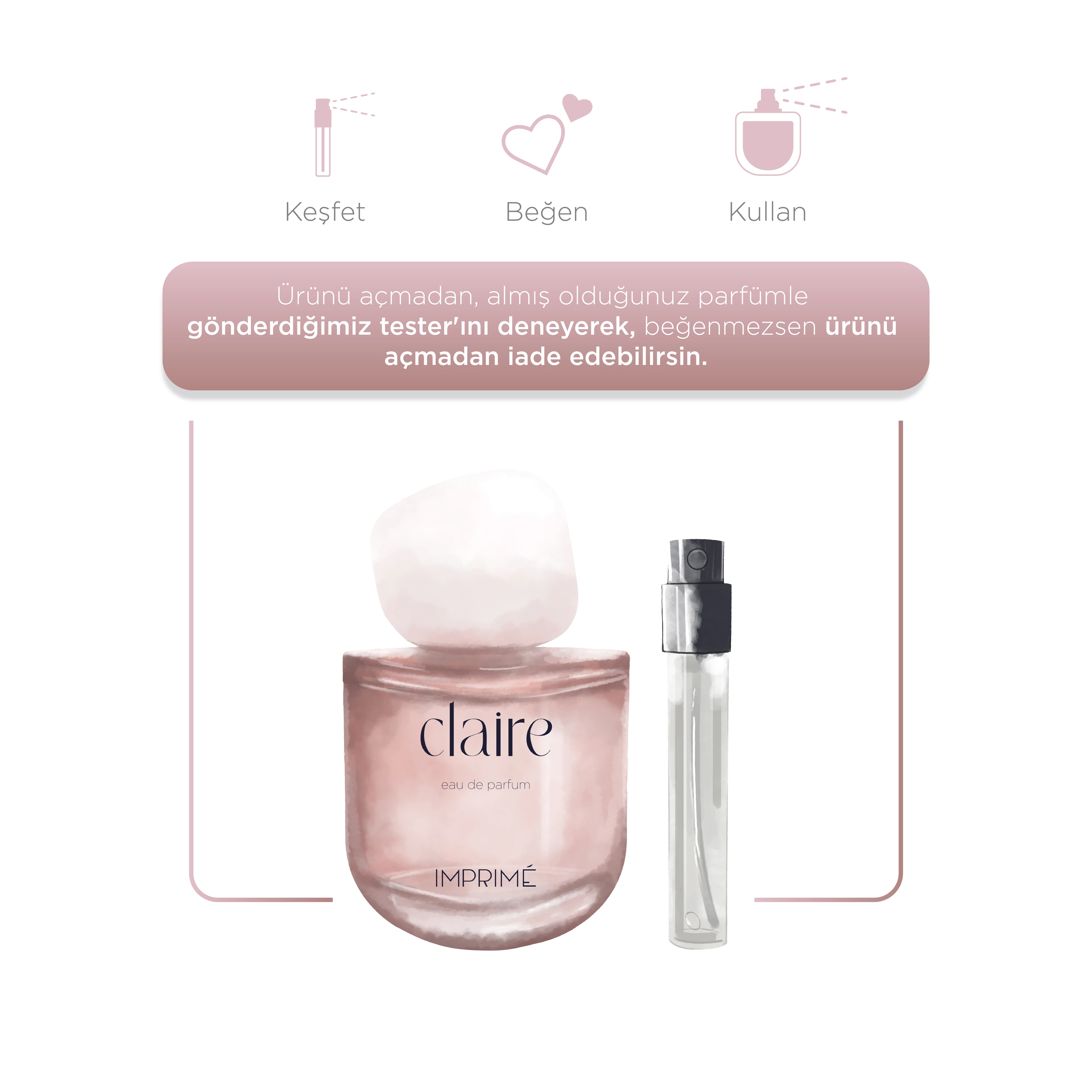 Imprime Claire EDP Kadın Parfüm 50ml | Oryantal & Çiçeksi | Mandalina, Yasemin, Gül, Şeftali, Misk, Amber
