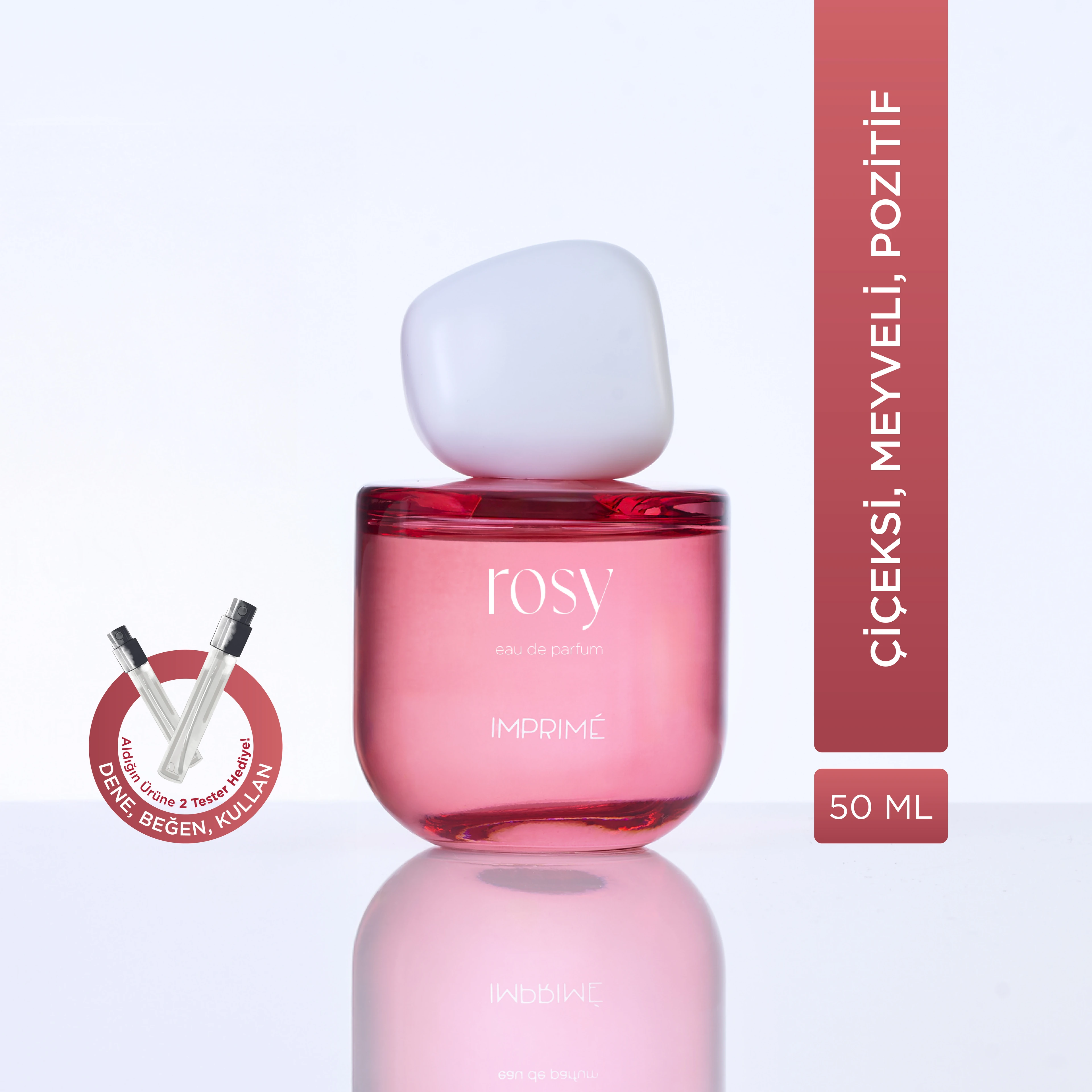 Imprime Rosy EDP Kadın Parfüm 50ml | Çiçeksi & Meyveli | Ahududu, Gül, Zambak, Kaşmir, Vanilya, Amber 