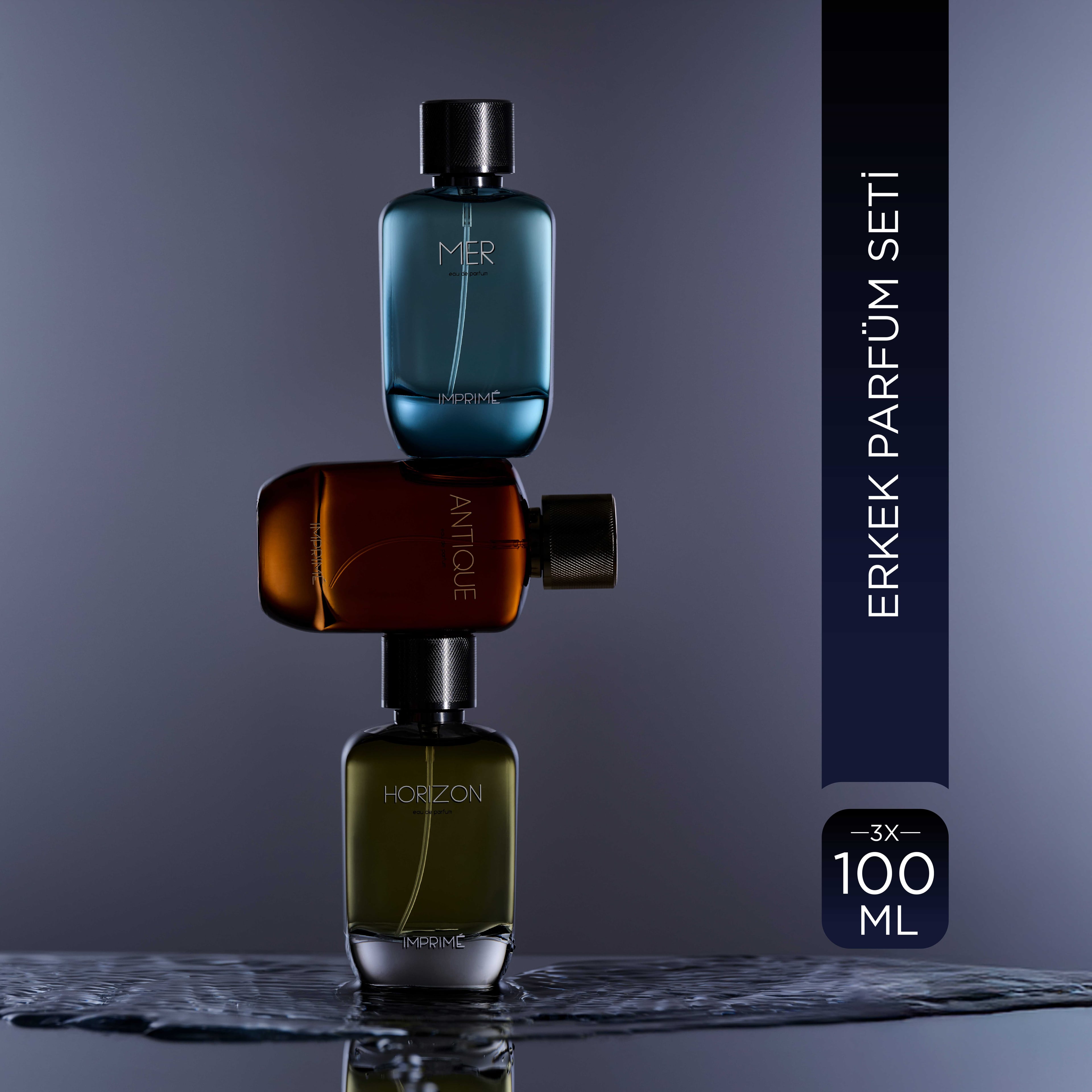 3'lü EDP Erkek Parfüm Seti 100 ml 3 Adet (Mer 100 ml & Horizon 100ml & Antique 100ml)
