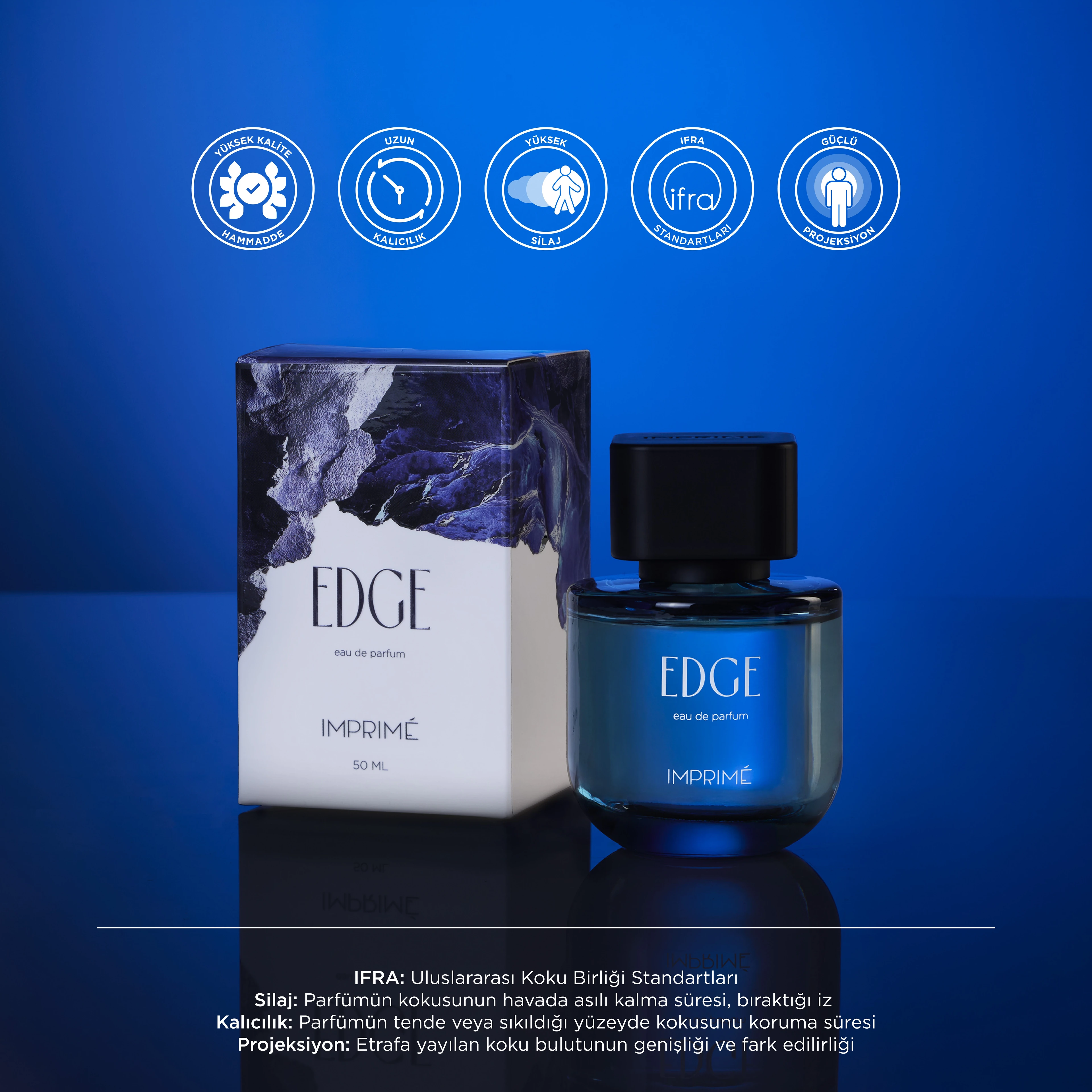 Imprime Edge Erkek EDP  Parfüm 50ml | Aromatik & Odunsu | Bergamot, Limon, Pembe Biber, Lavanta, Amber, Misk