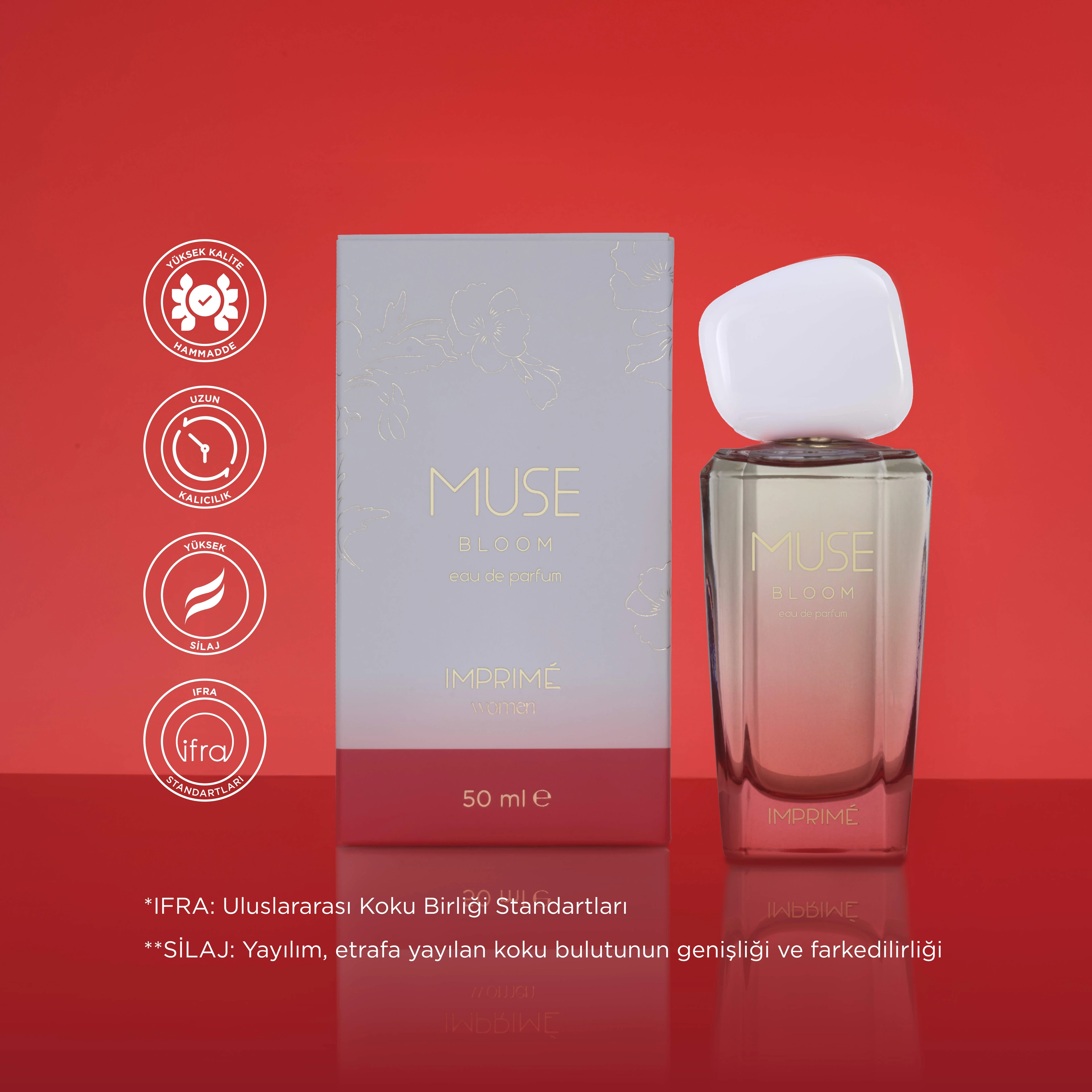  Muse Bloom EDP Kadın Parfüm 50 ml | Çiçeksi & Misk | Bergamot, Müge, Menekşe, Vanilya, Misk 