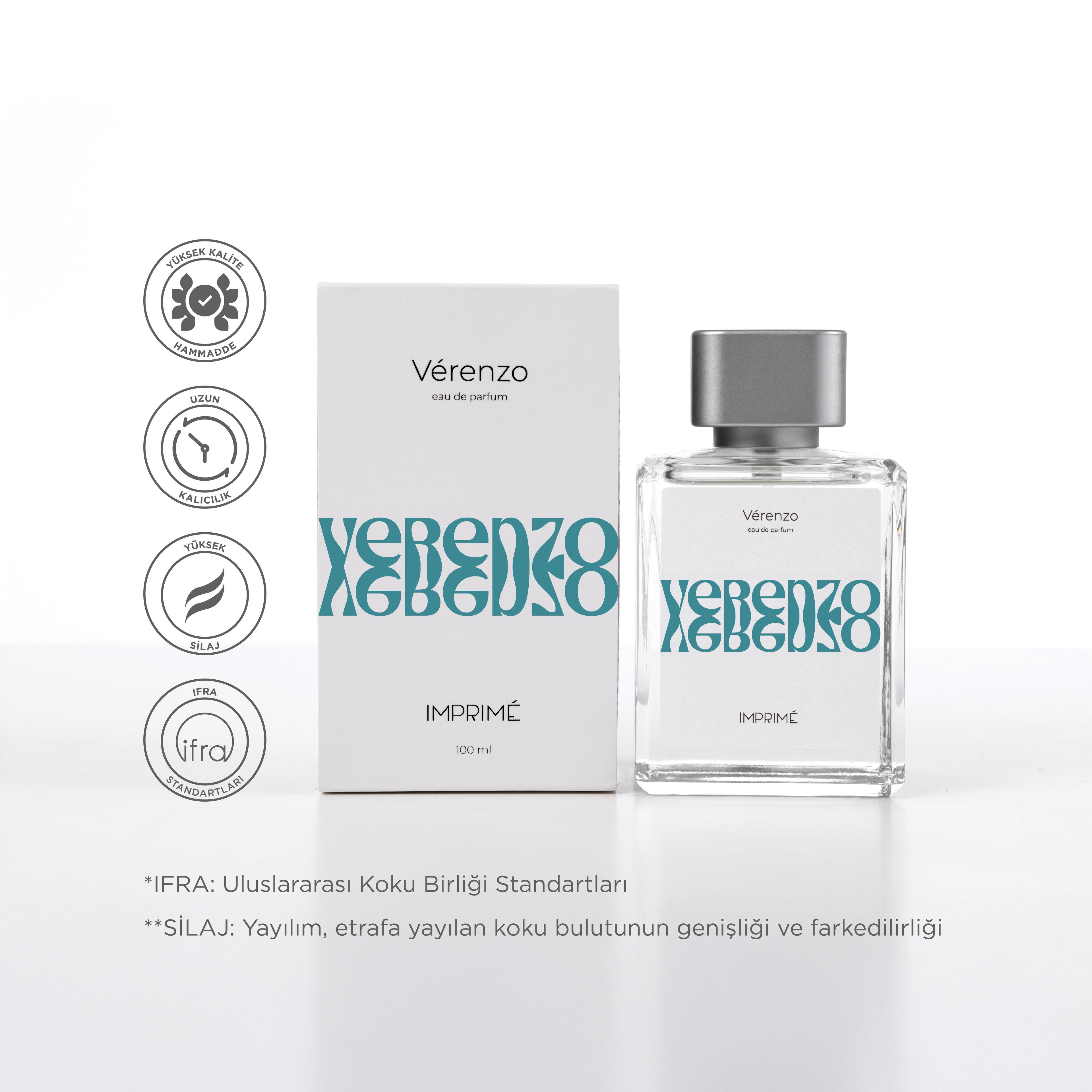 Vérenzo EDP 100 ml Parfüm | Yeşil Odunsu | Elma, Lime, Mimoza, Karpuz, Sedir, Çam, Misk