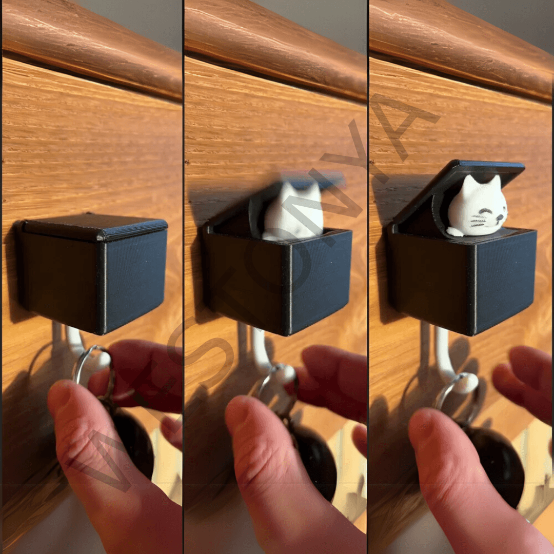 Kutuya Saklanan Kedi Anahtarlık Tutacağı