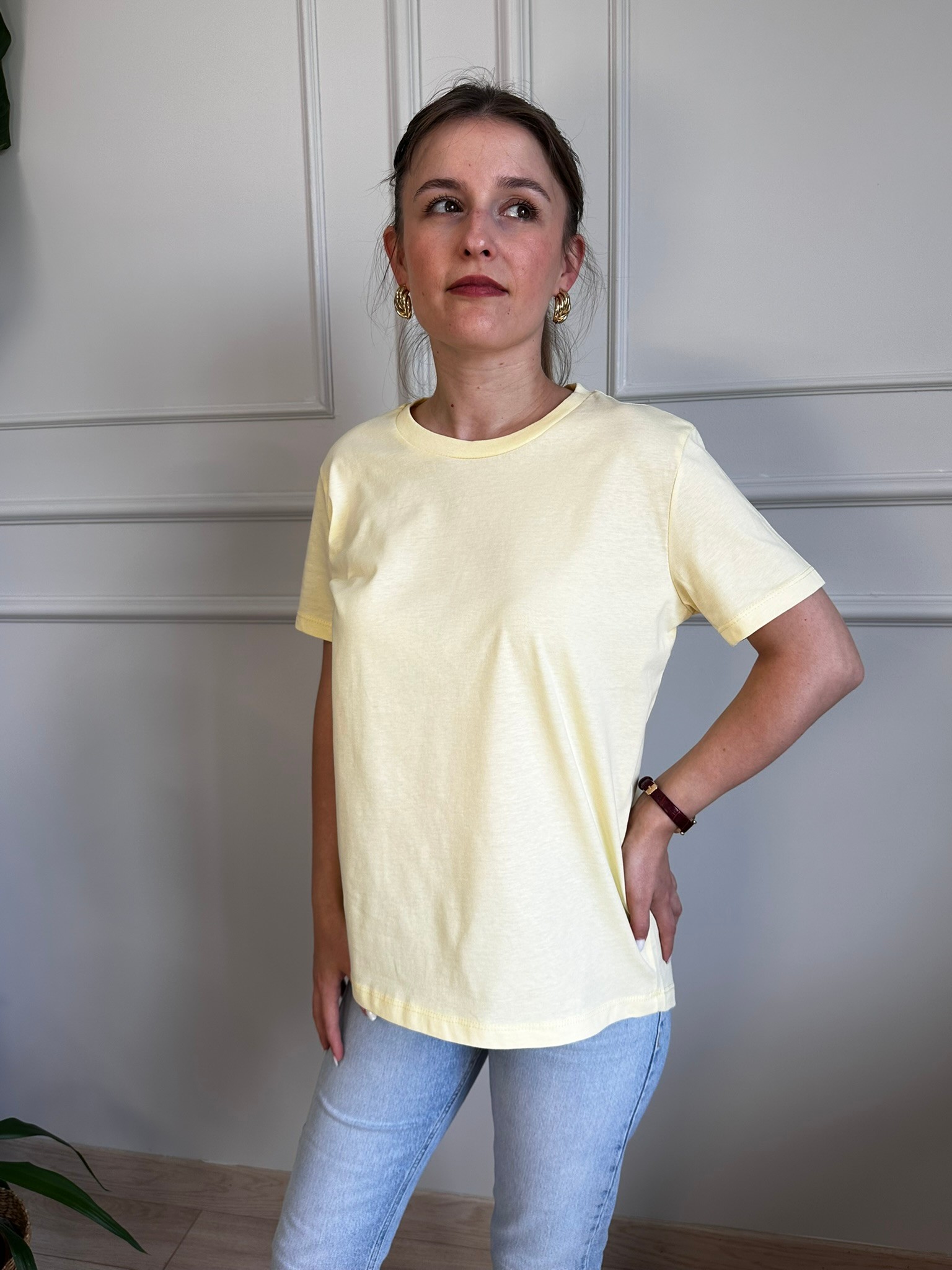 sarı basic tshirt
