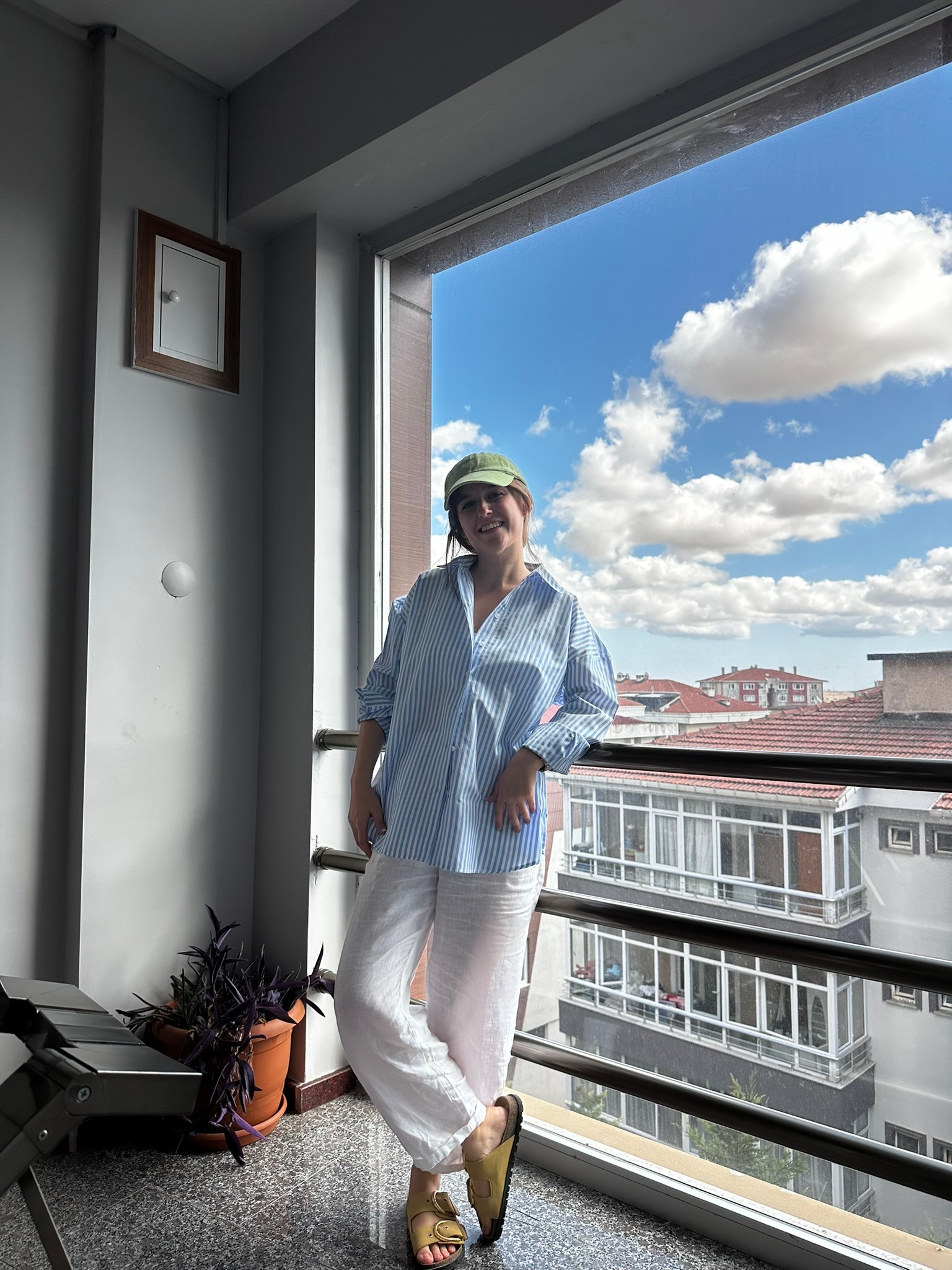 mavi çizgili oversize gömlek