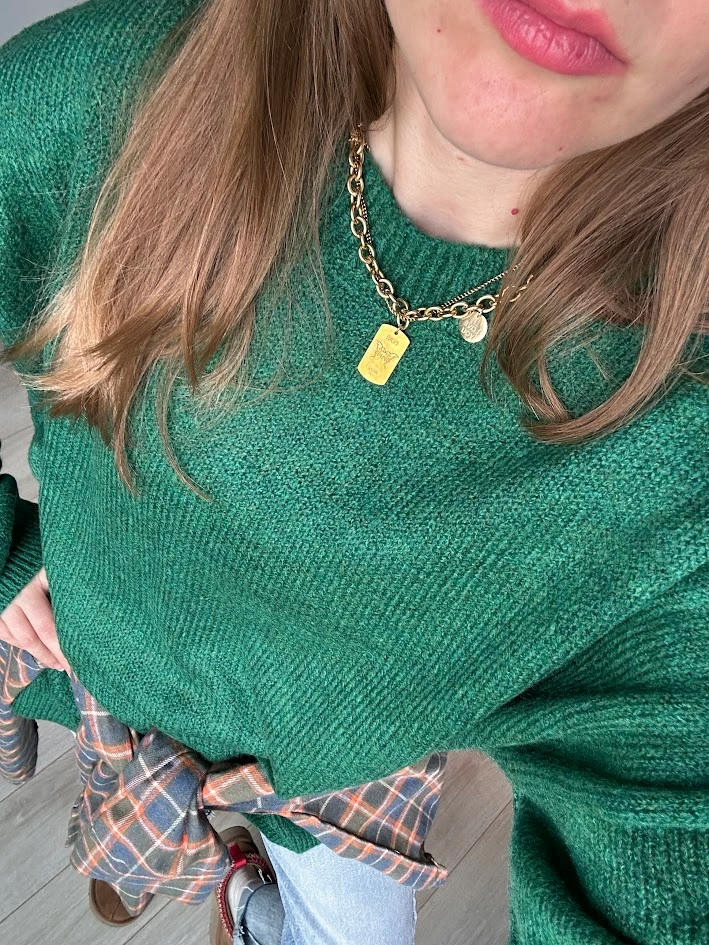 Zümrüt Yeşili Oversize Kazak