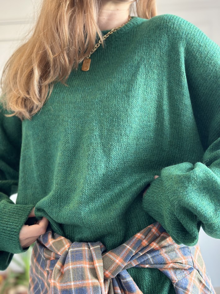 Zümrüt Yeşili Oversize Kazak