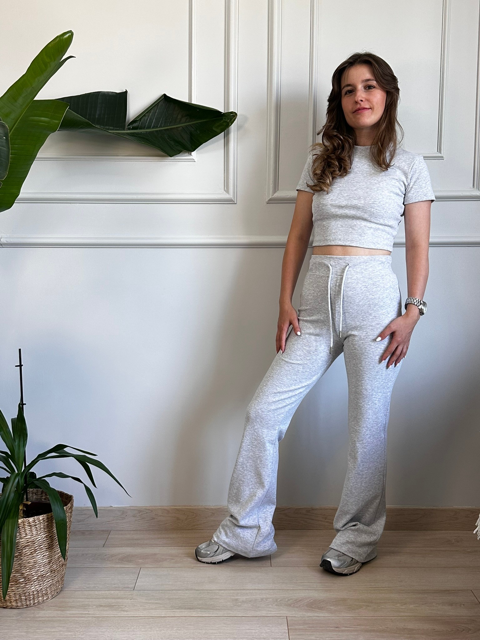 gri brshka crop bluz ispanyol paça eşofman takım