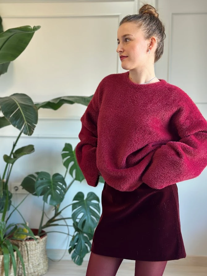 Bordo Kadife Kumaş Orijinal Marka Premium  Mini Etek