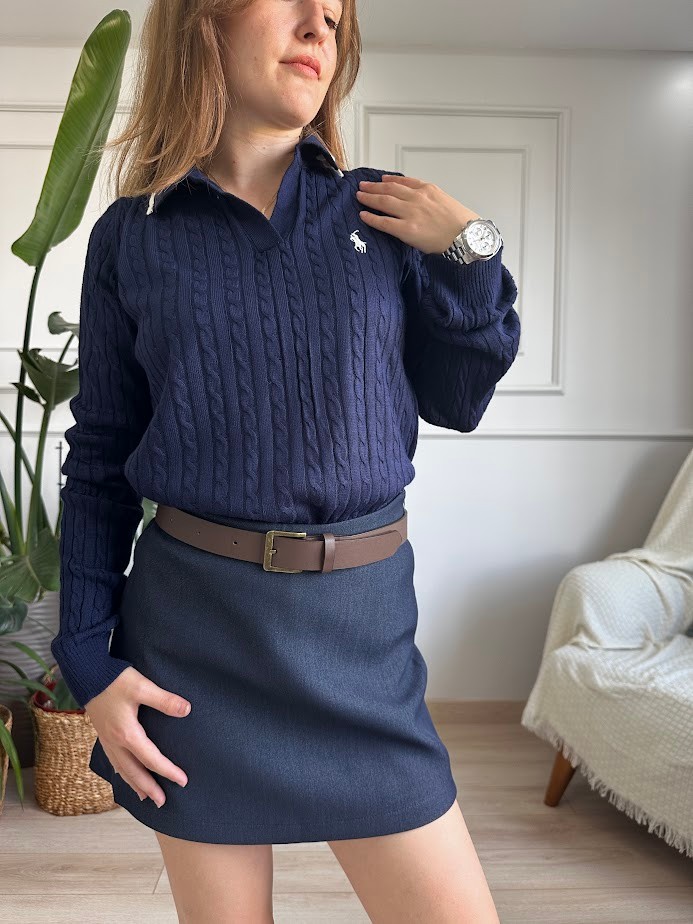 lacivert polo yaka triko kazak