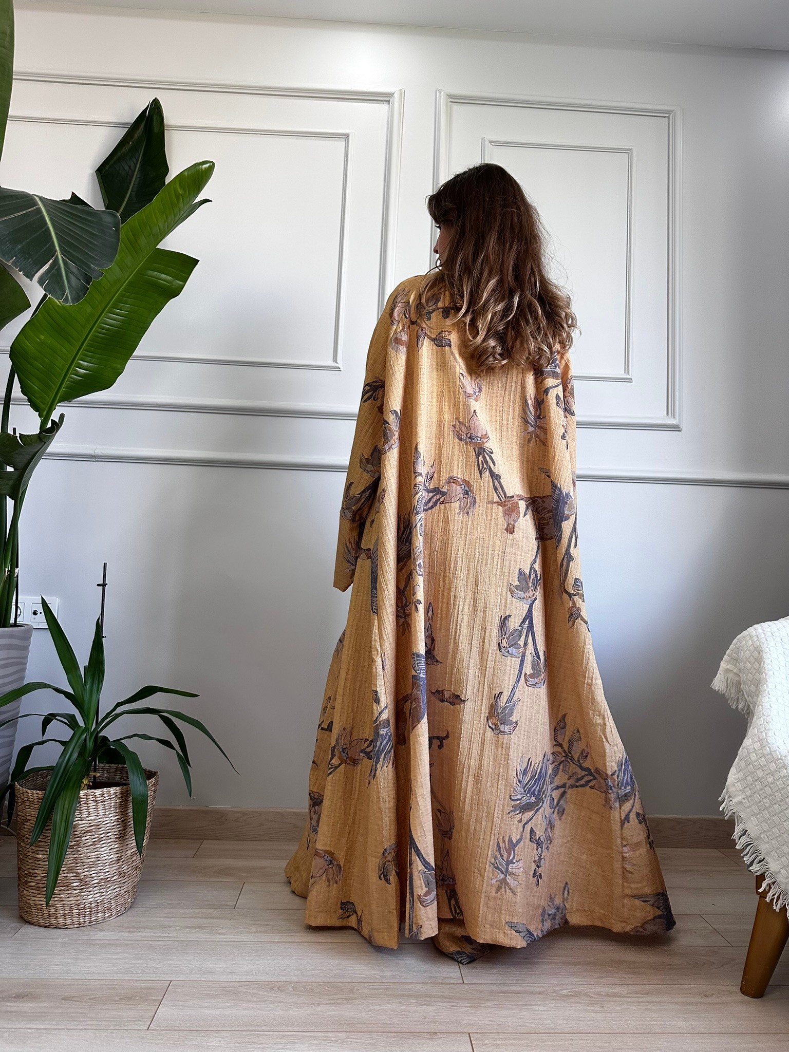 desenli kimono ve pantolon takım