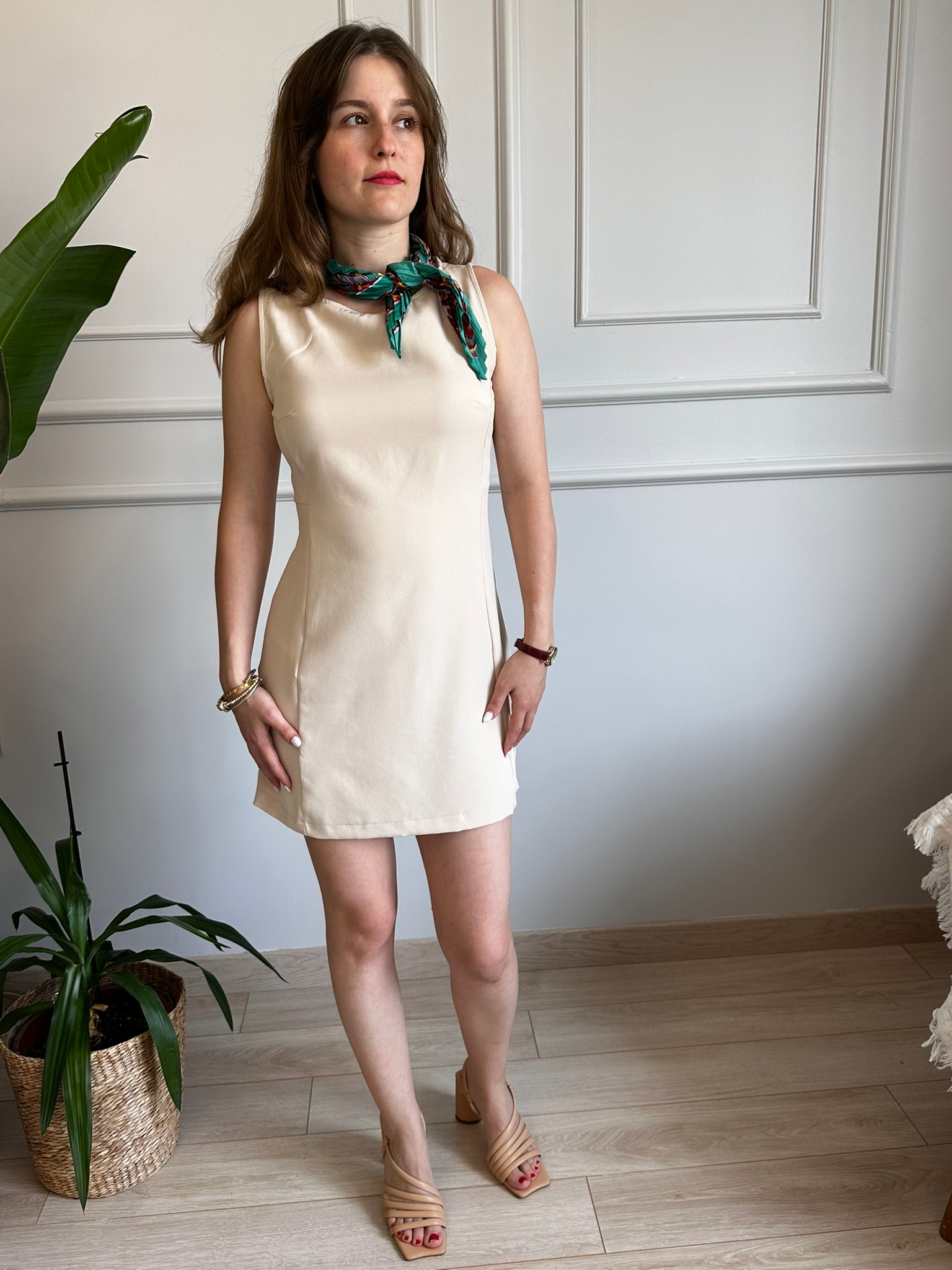 paraşüt kumaş toz pembe mini elbise