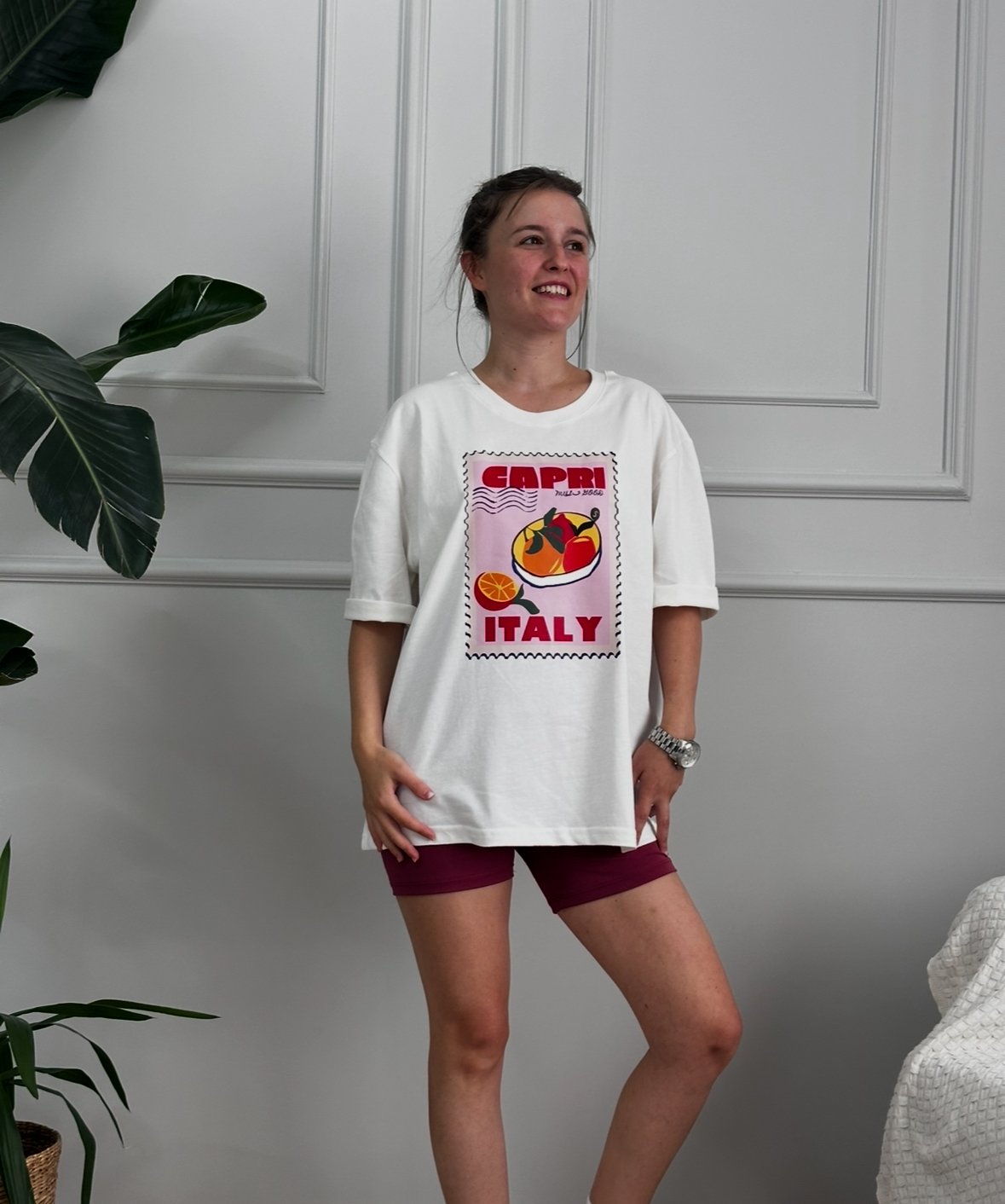 italy baskılı pamuklu oversize tshirt