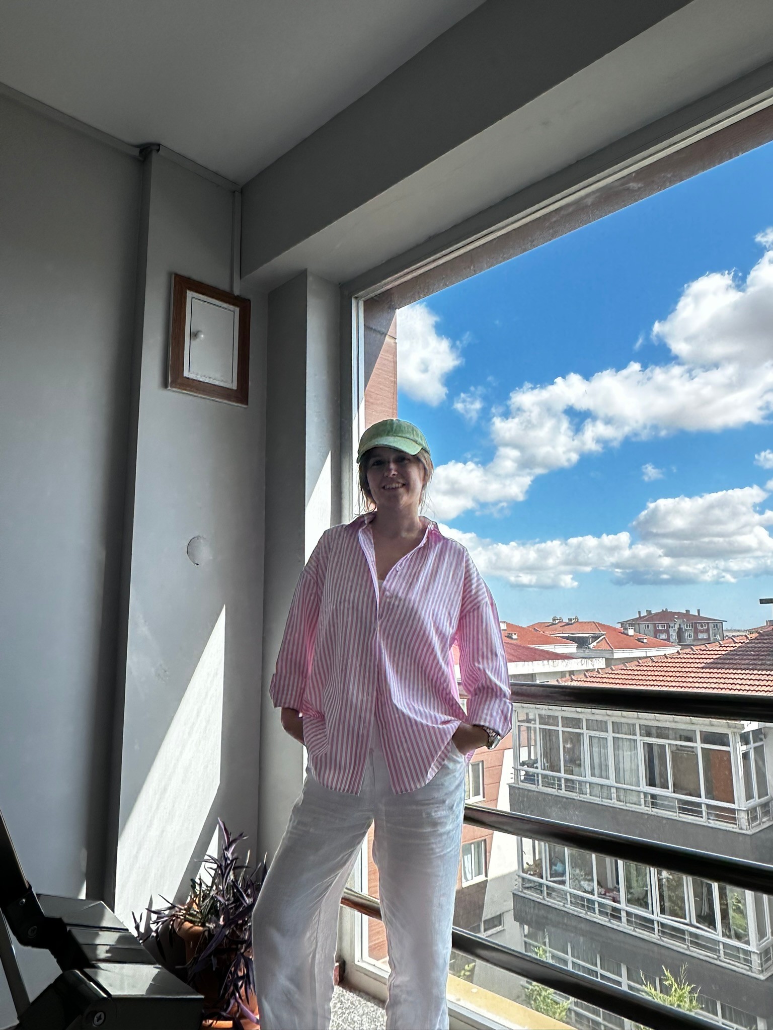 pembe çizgili oversize gömlek