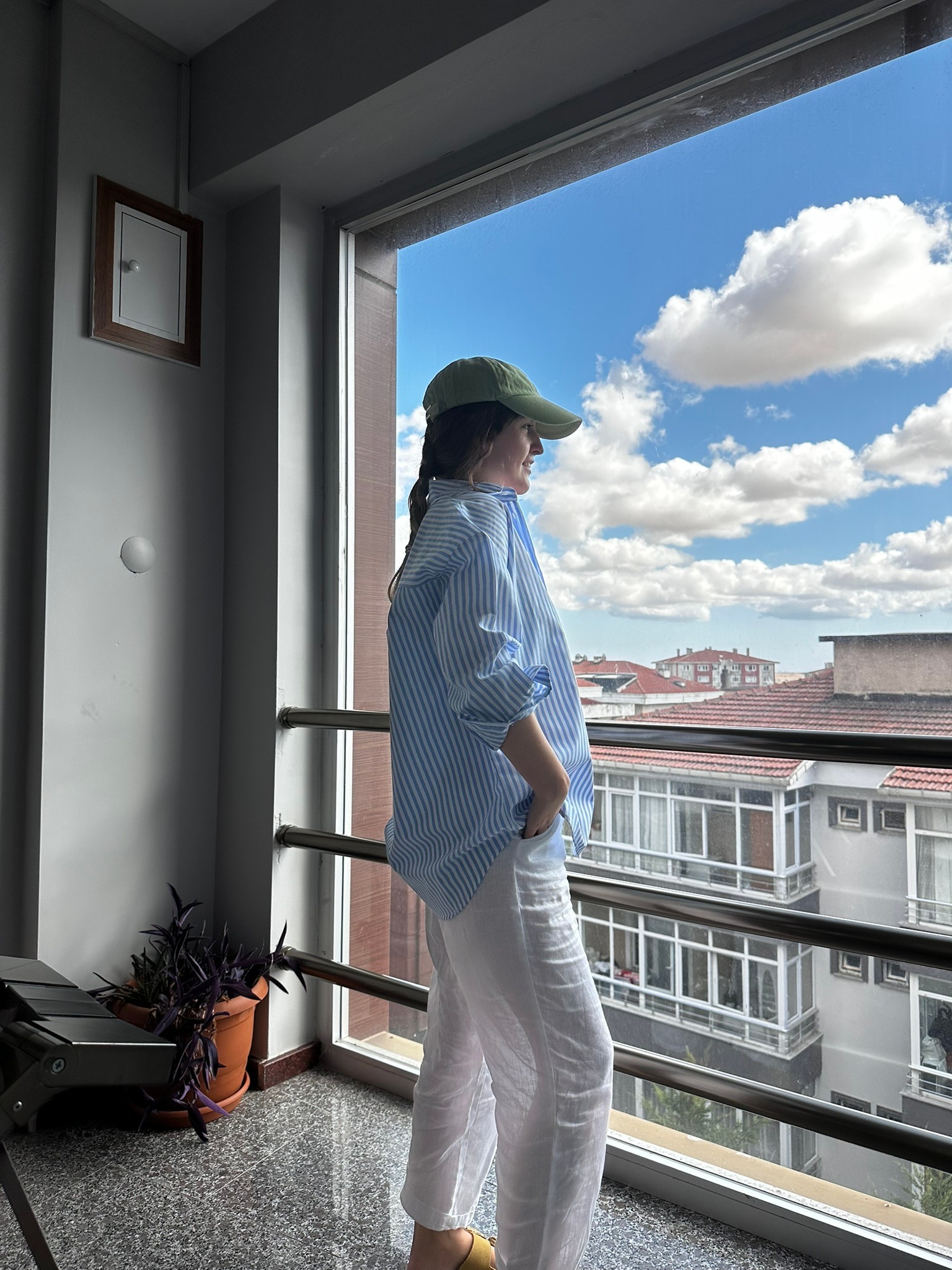mavi çizgili oversize gömlek