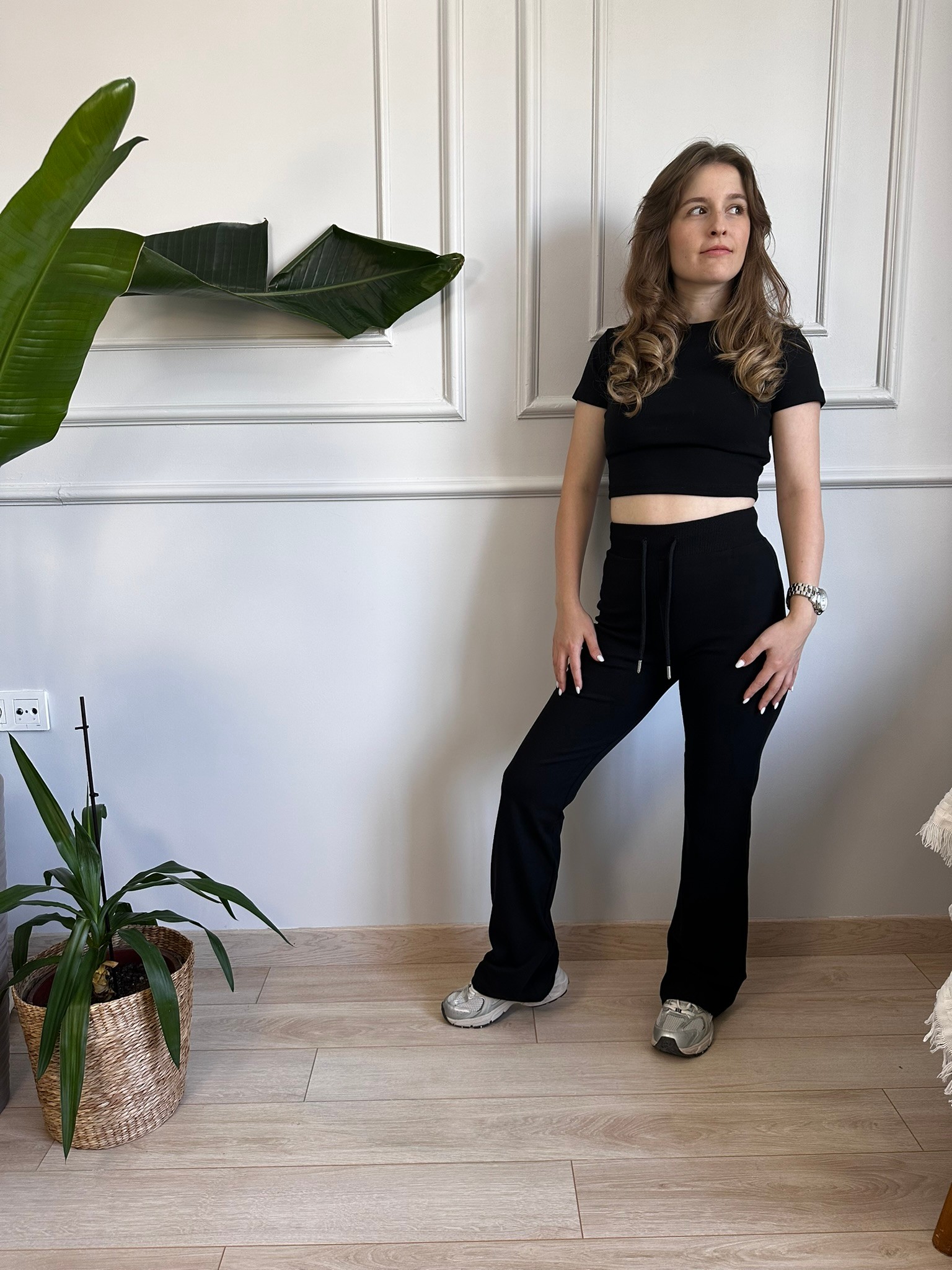 siyah brshka crop bluz ispanyol paça eşofman takım