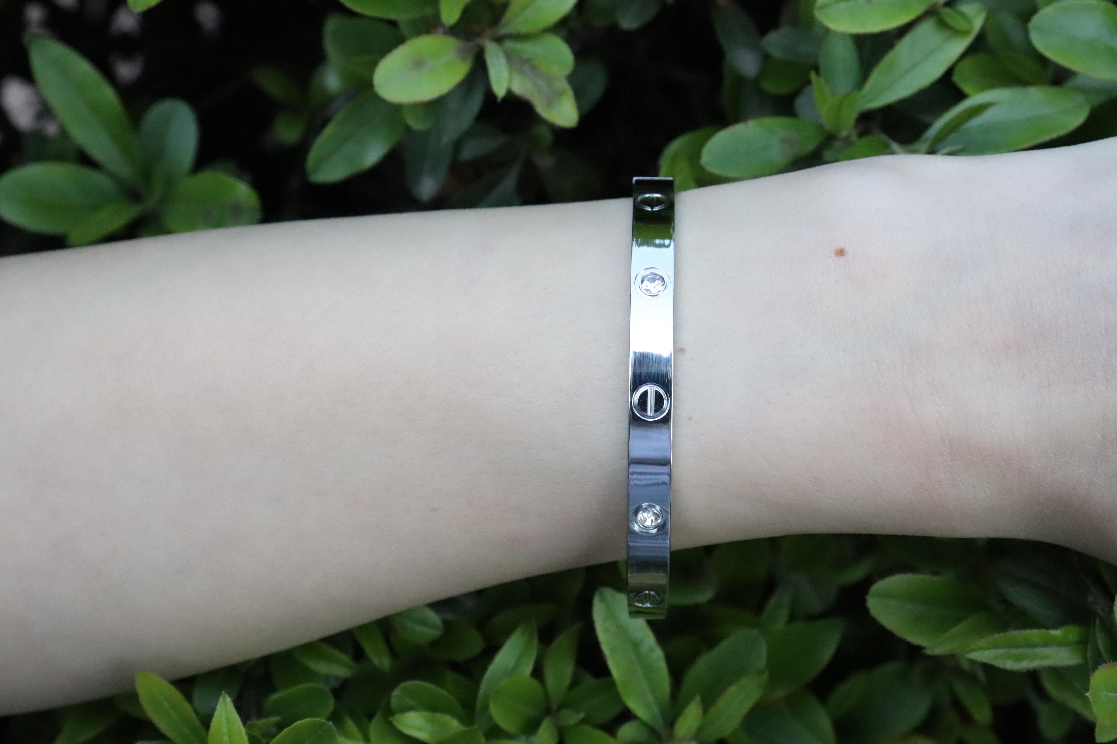 Silver Cartier Kelepçe Standart Boy Zirkon Taşlı