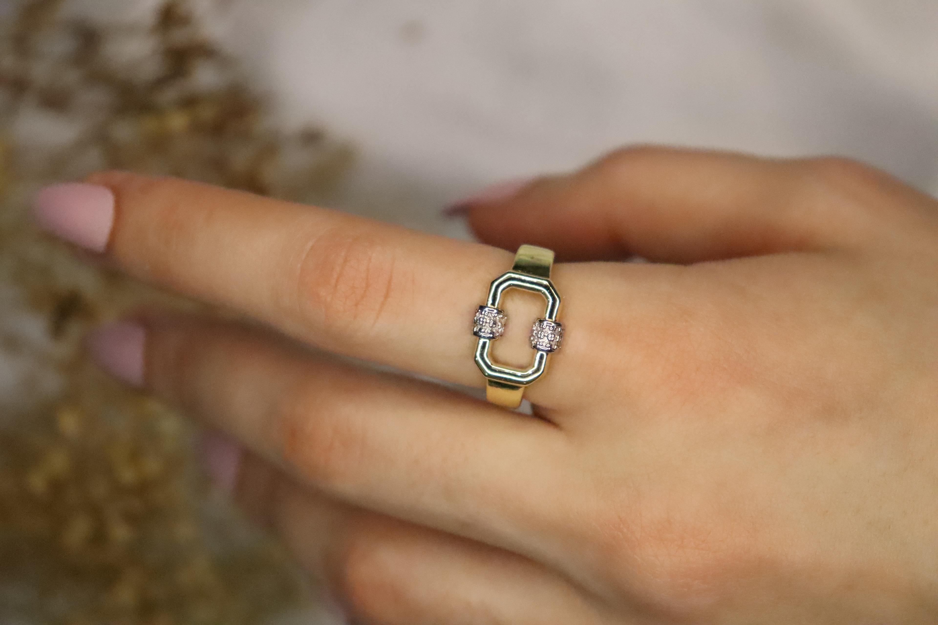 14k Ayarlanabilir Zirkon Taşlı Yüzük