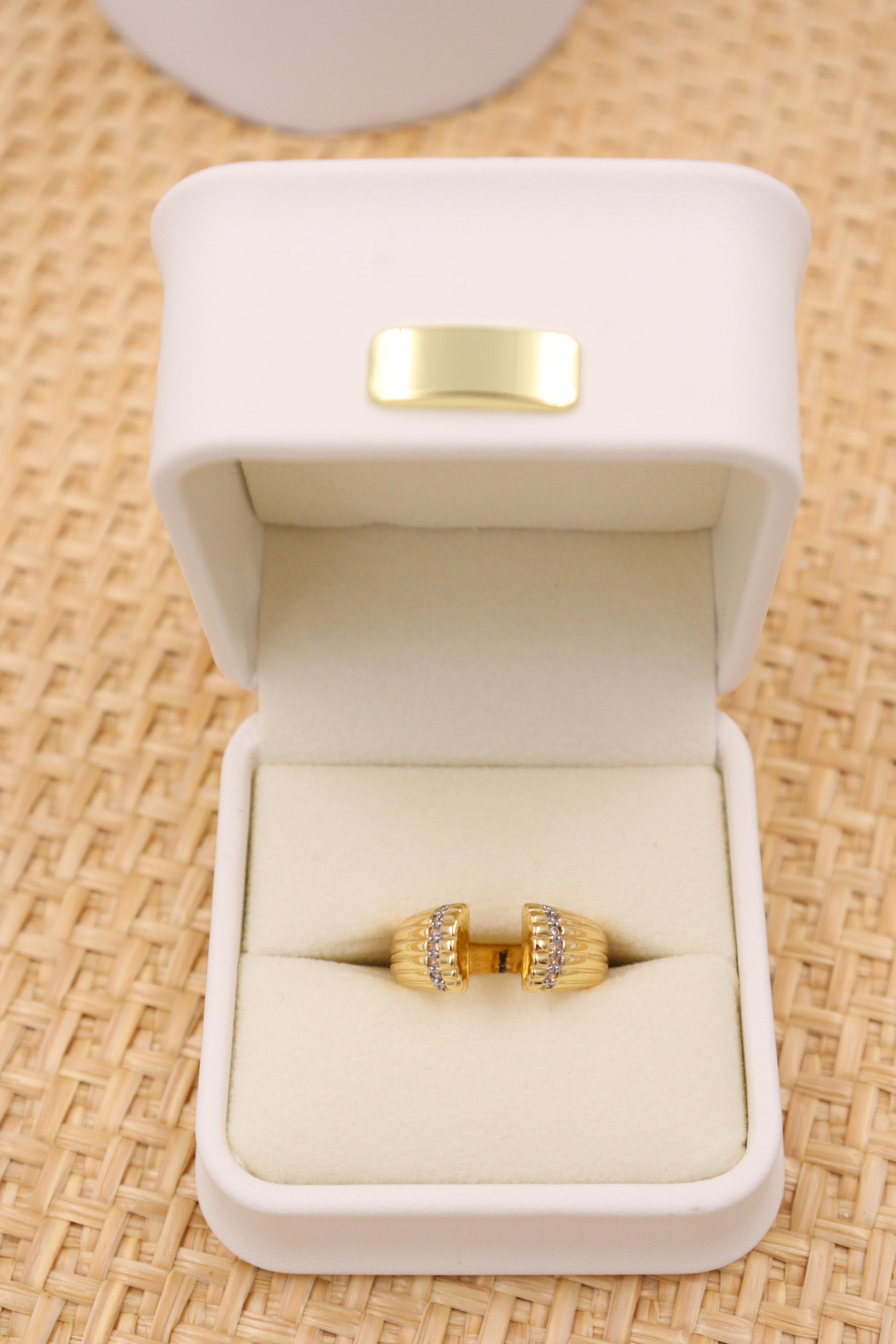 14K Kaplama Zirkon Taşlı Modern Yüzük 
