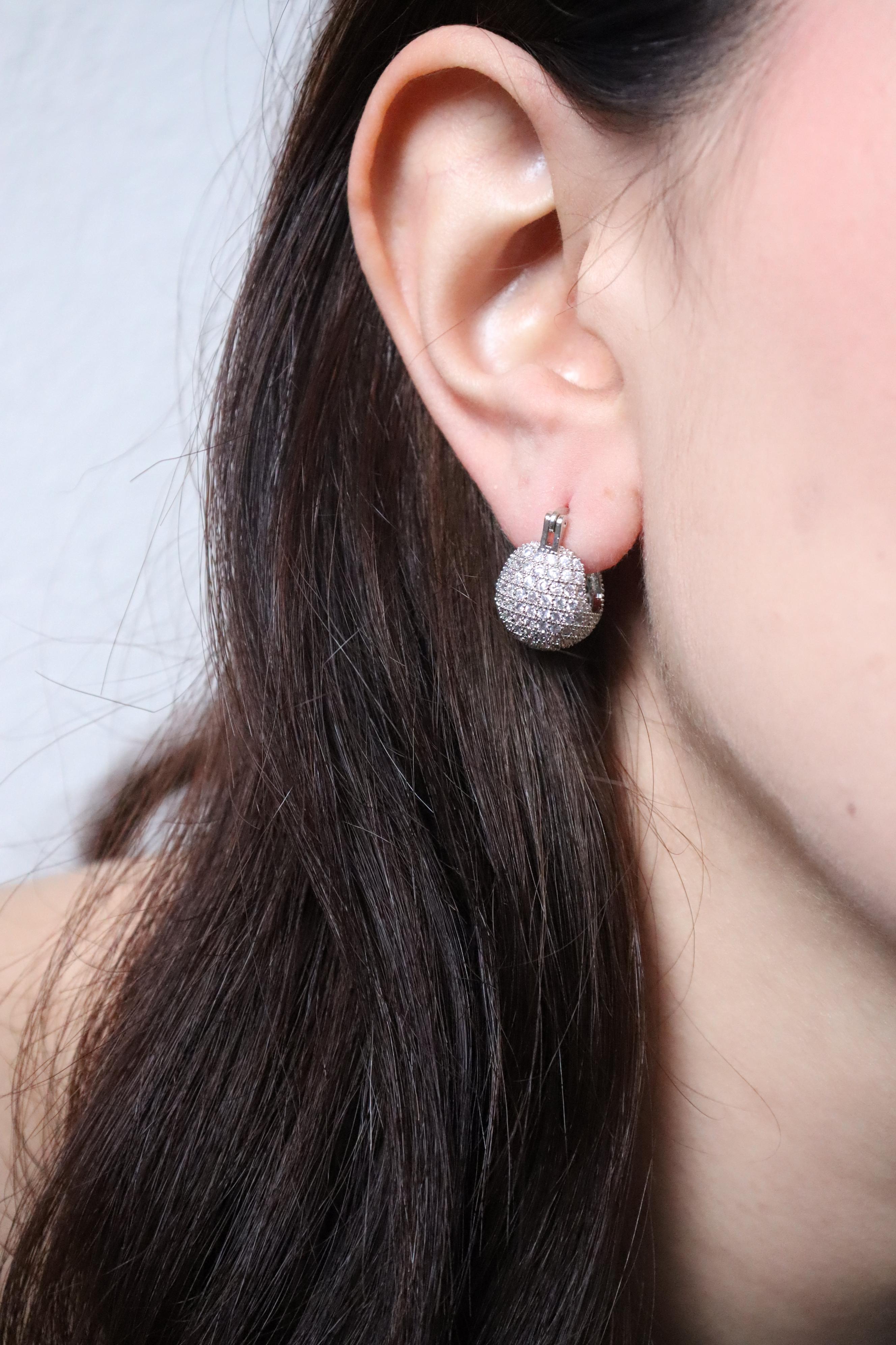 Pirinç Rodyum Kaplama Zirkon Taşlı Fashion Küpe