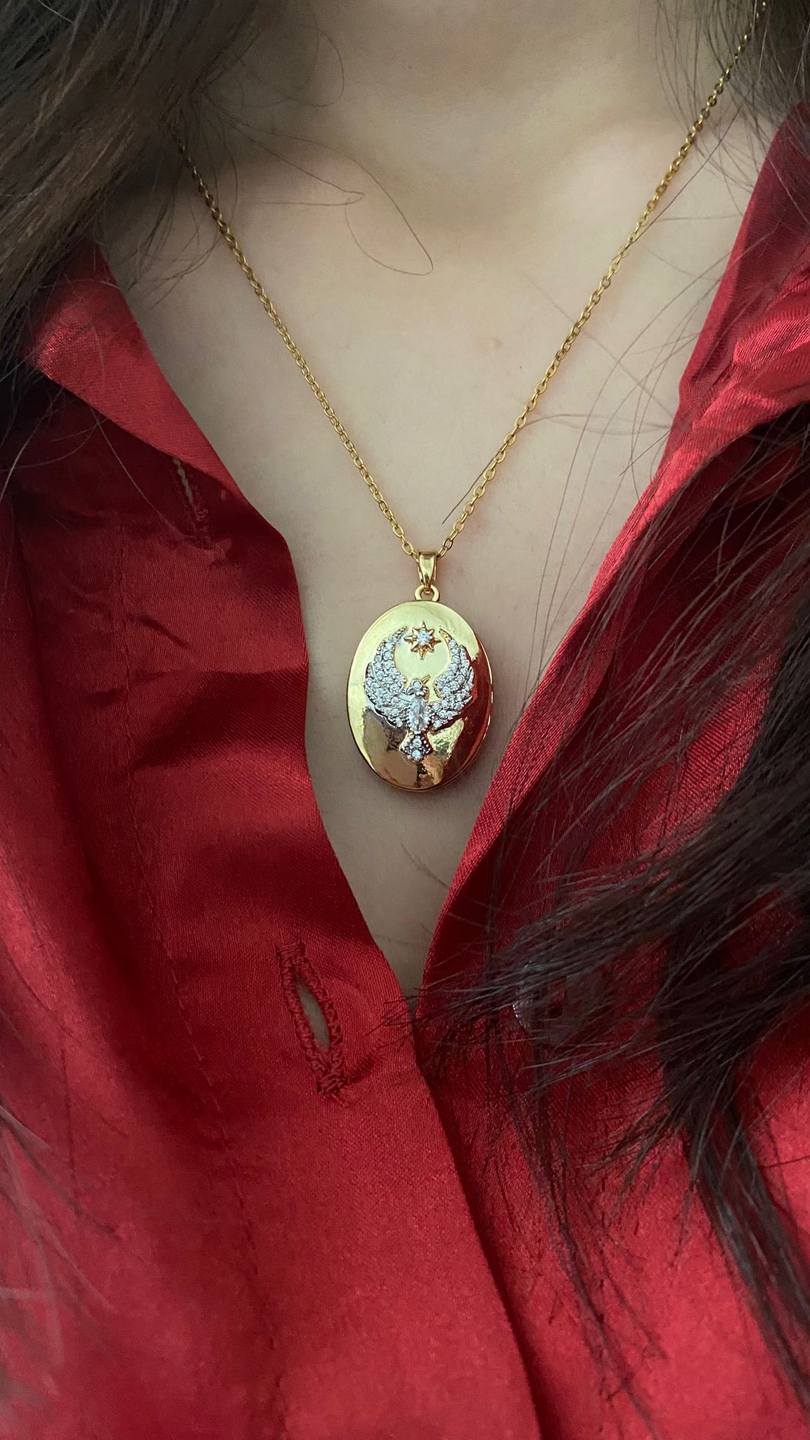 Anka Kuşu Açılabilir Alya Model Gold Kolye