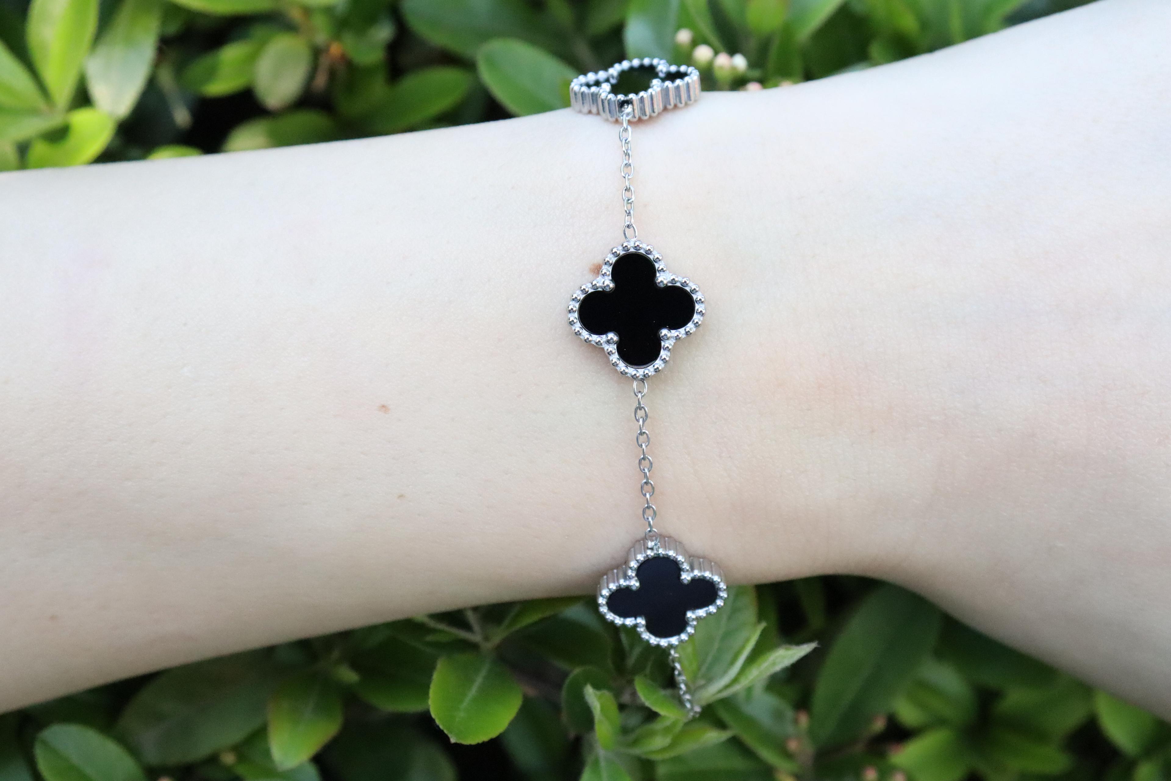 Van Cleef Silver Çelik Yonca Bileklik 