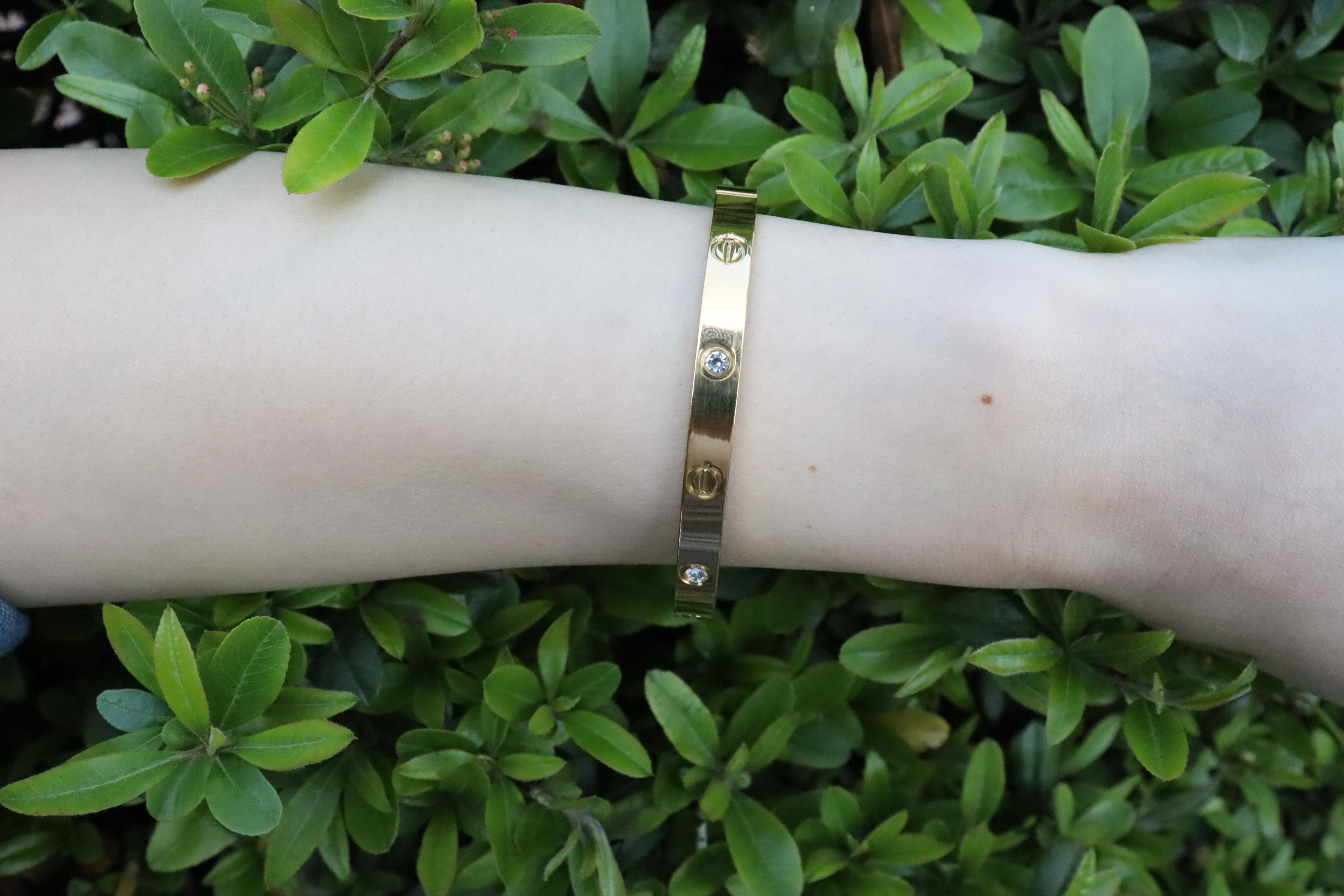 Gold Cartier Kelepçe Standart Boy Zirkon Taşlı