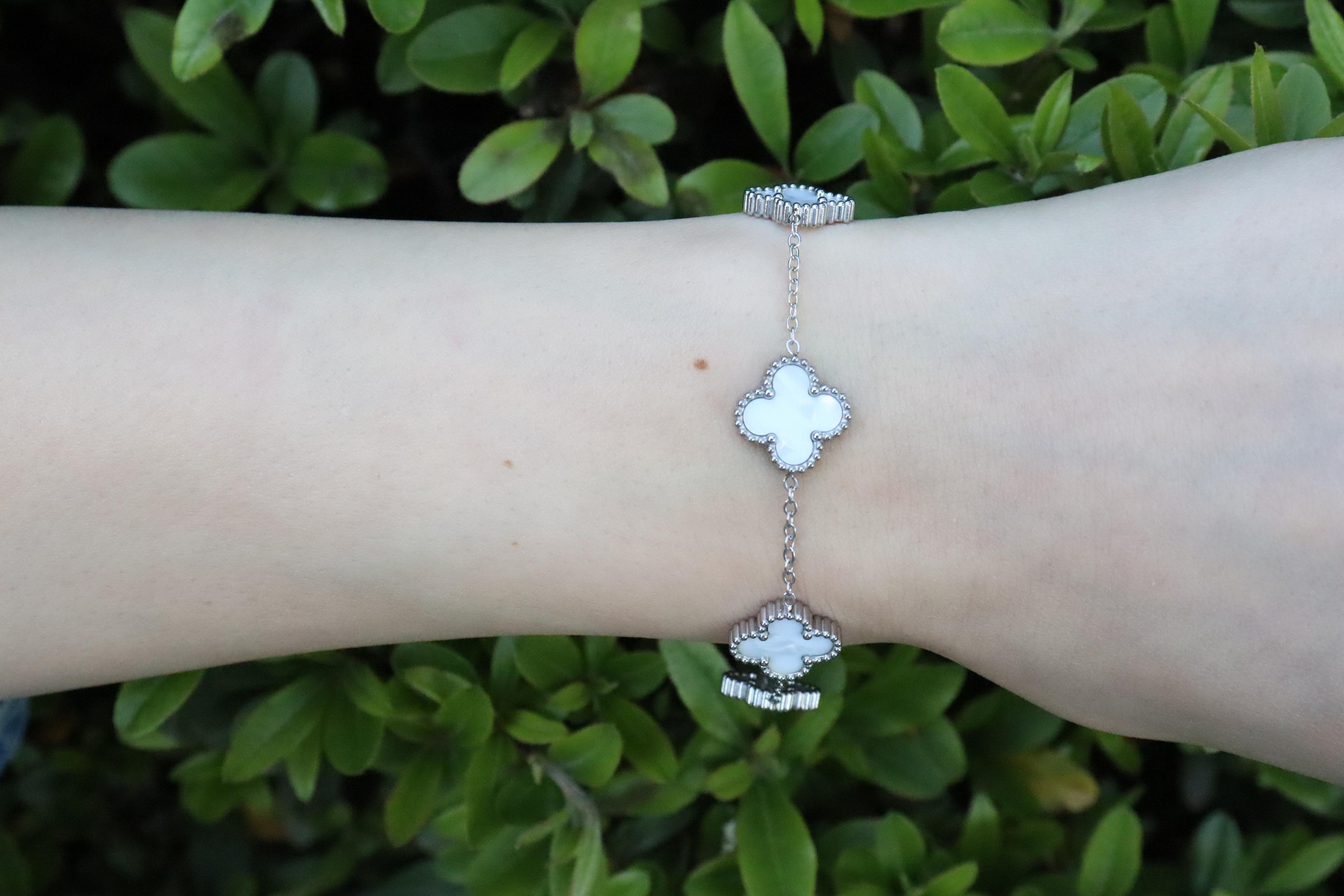 Van Cleef Silver Çelik Yonca Bileklik