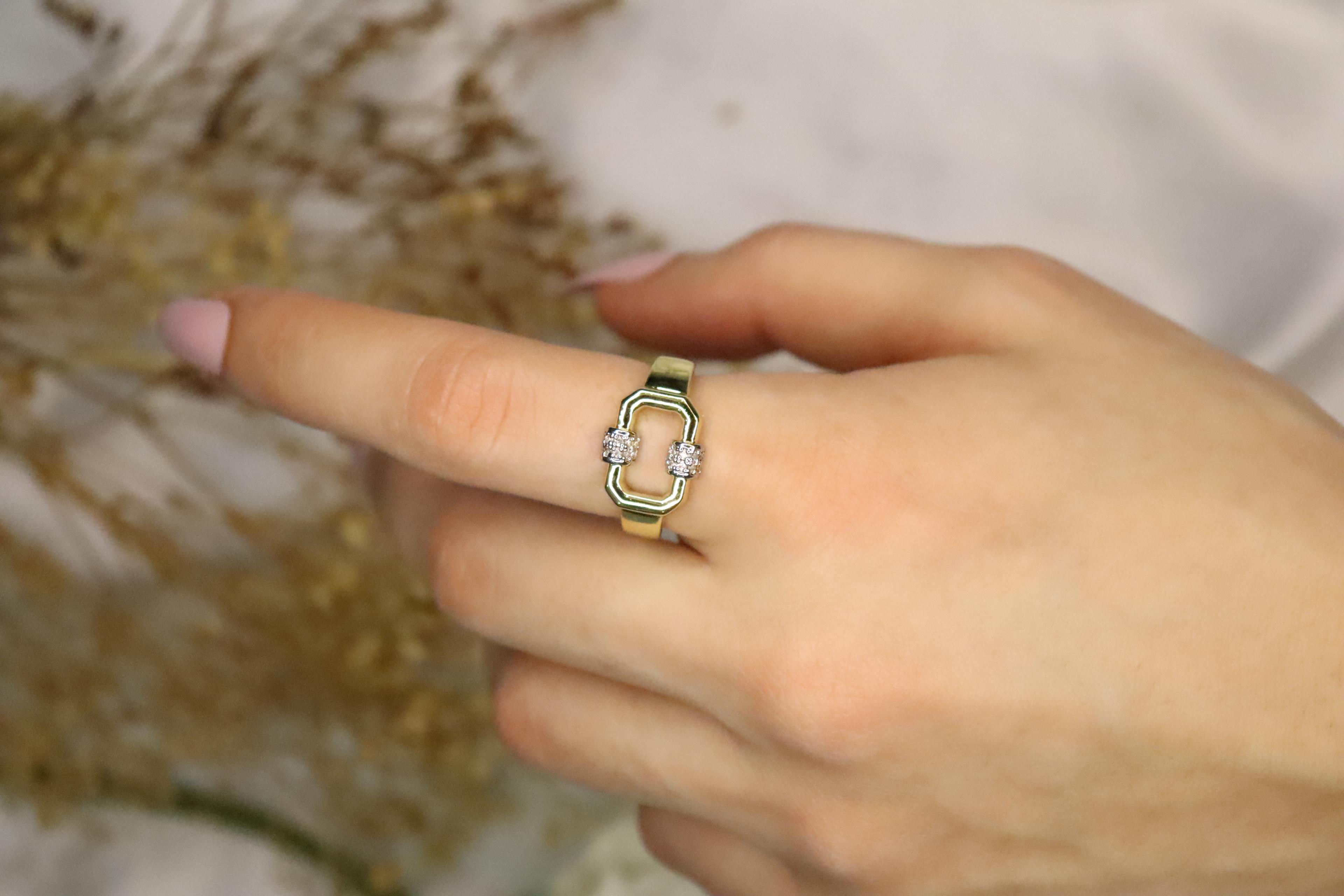 14k Ayarlanabilir Zirkon Taşlı Yüzük