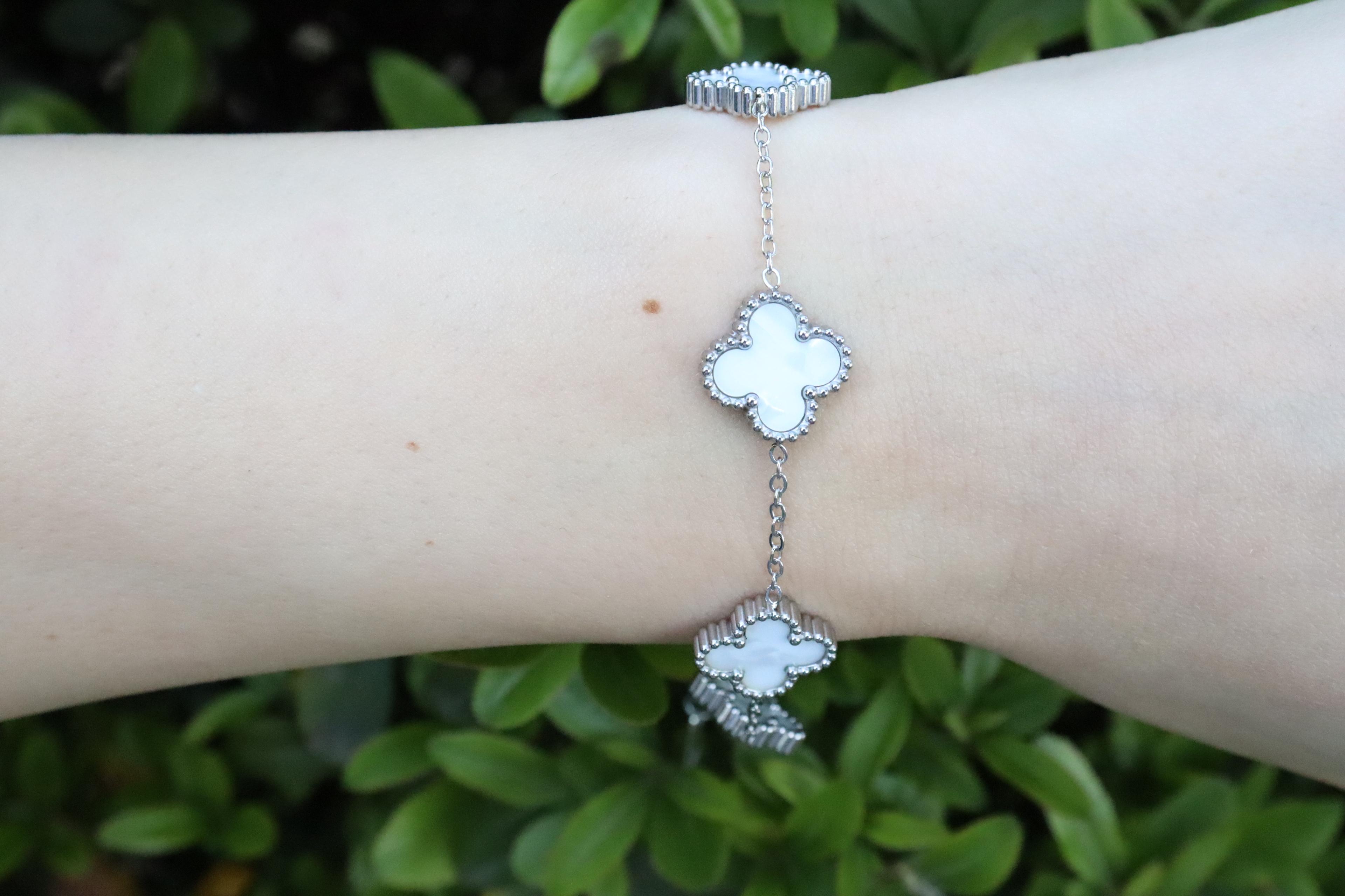Van Cleef Silver Çelik Yonca Bileklik
