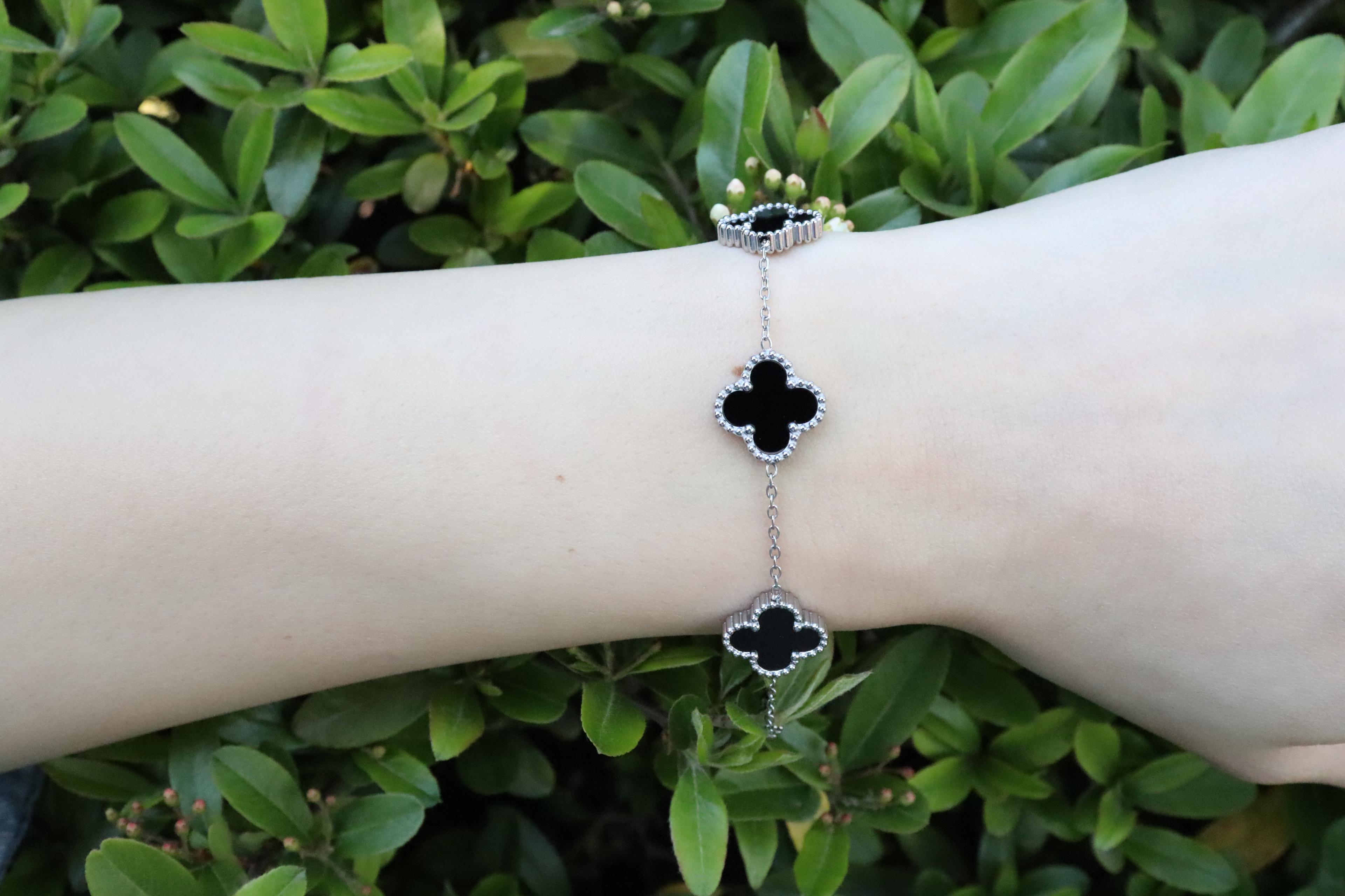 Van Cleef Silver Çelik Yonca Bileklik 