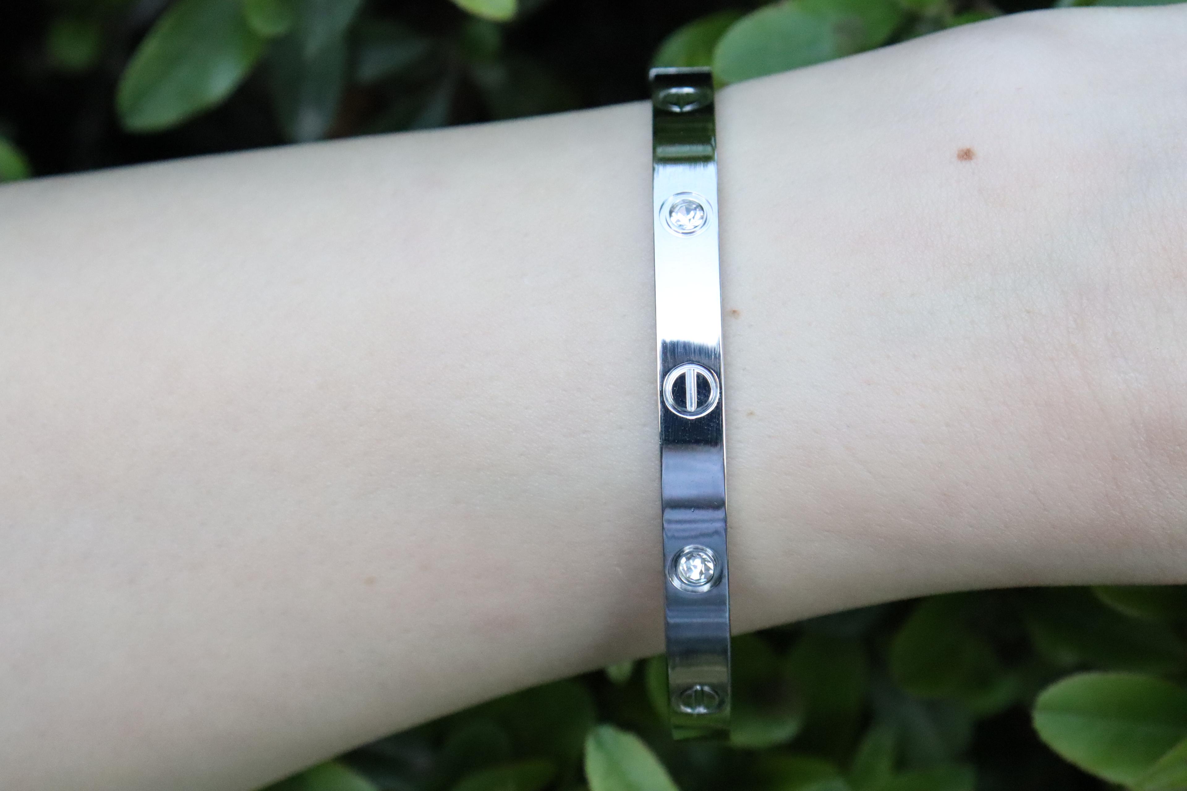 Silver Cartier Kelepçe Standart Boy Zirkon Taşlı