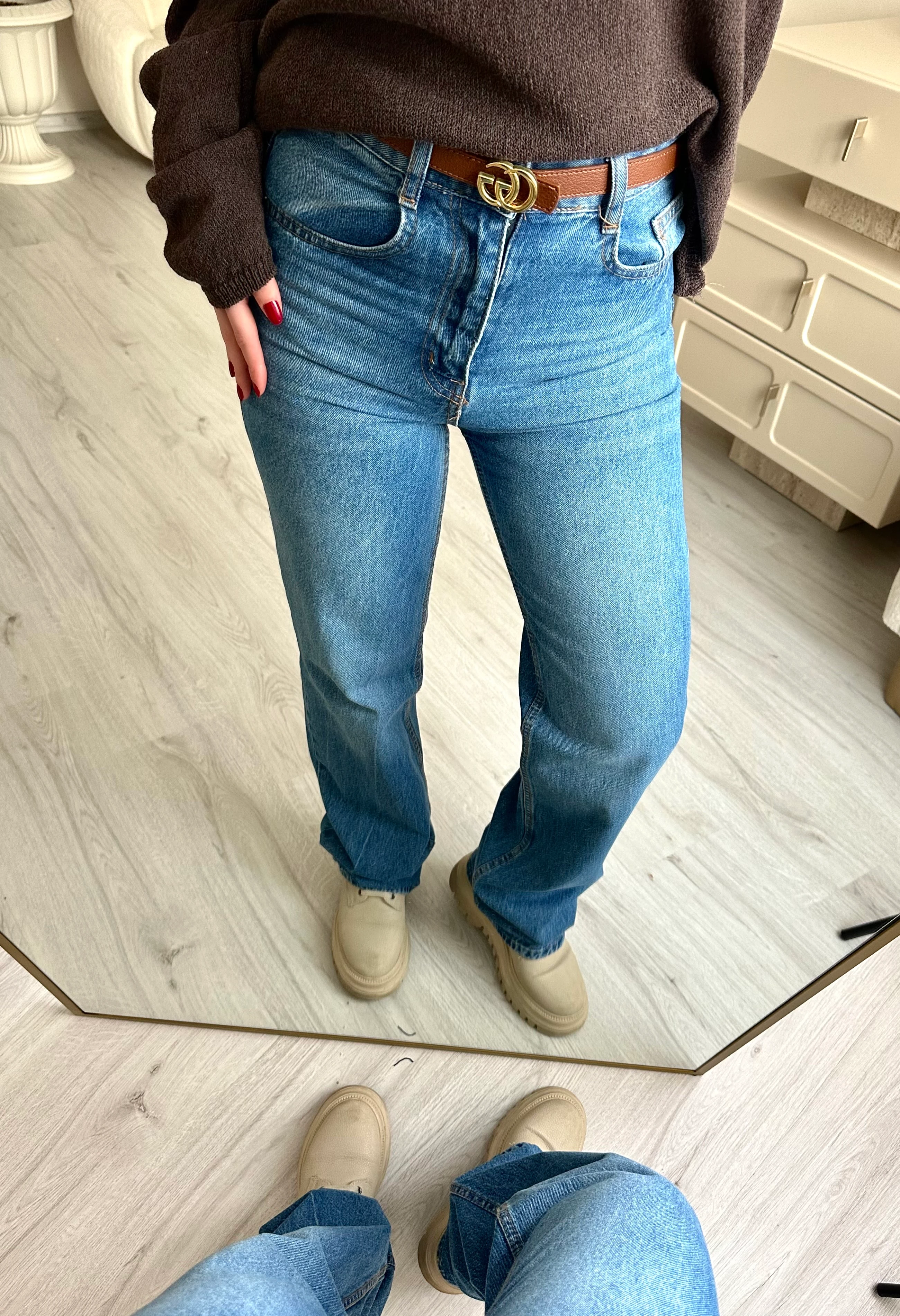 Wide Leg Mavi Yıkamalı Jean