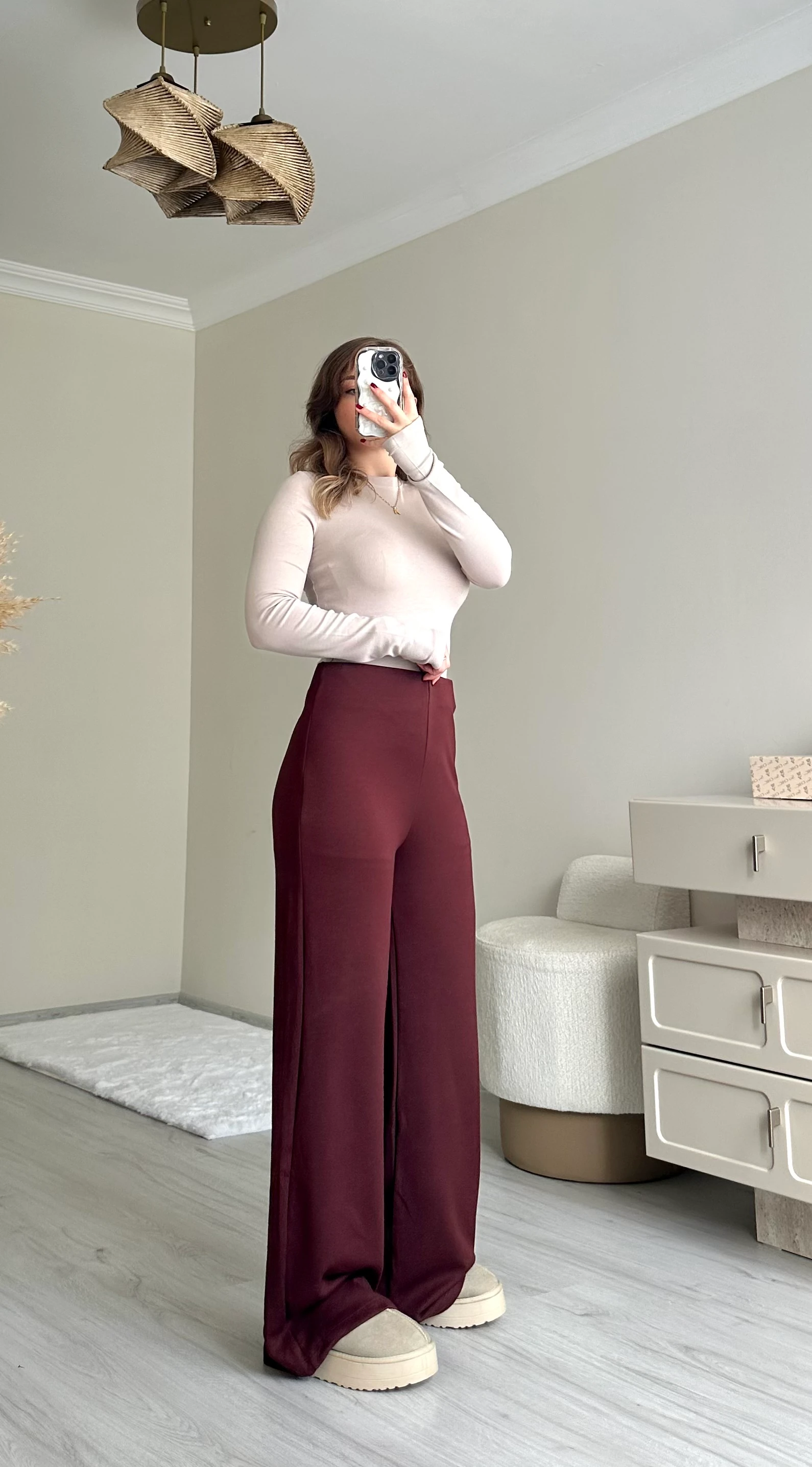 Modal Kumaş Likralı Palazzo Pantolon