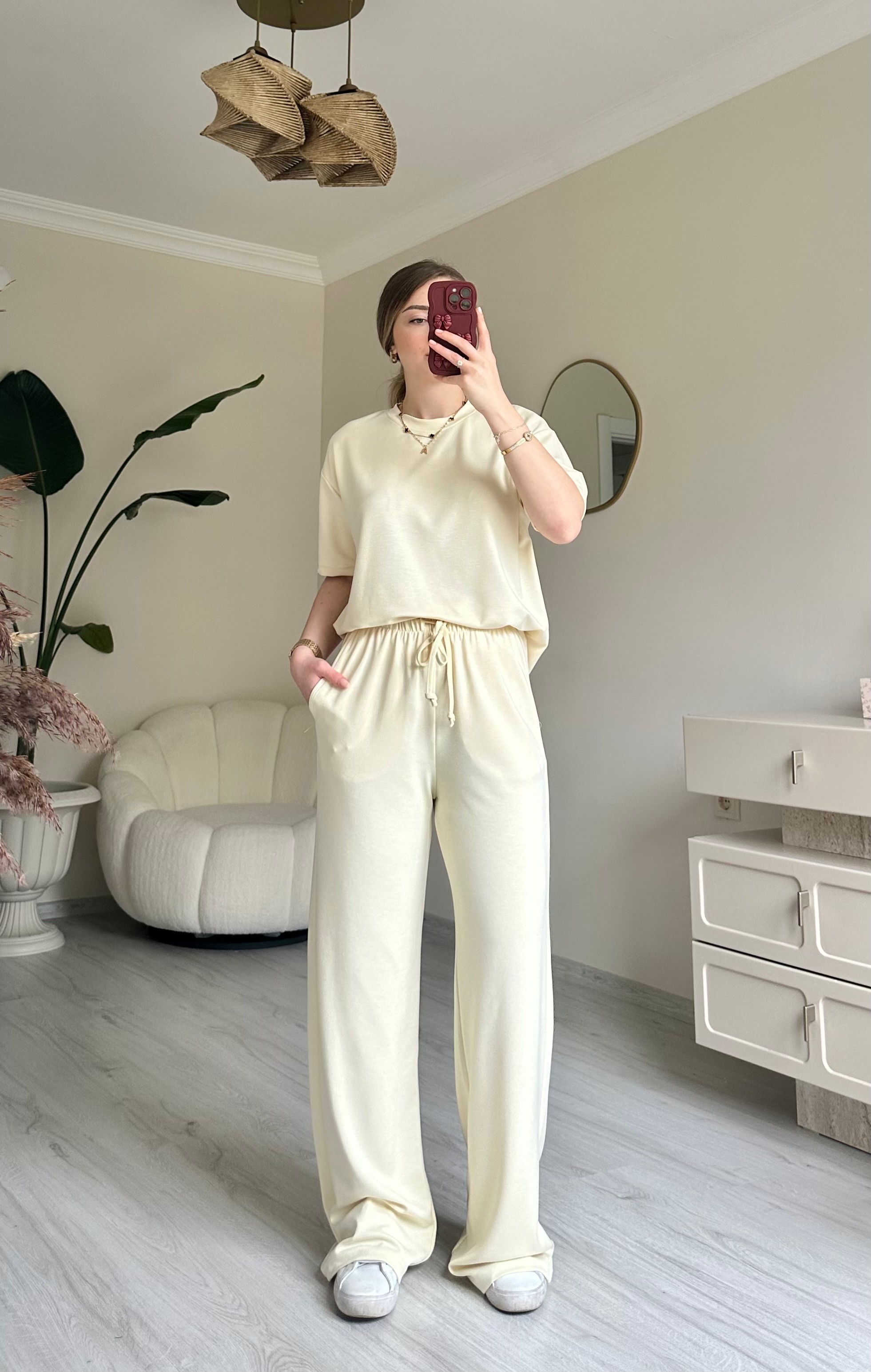 Lily Soft Modal Kumaş Oversize Takım - Soft Sarı