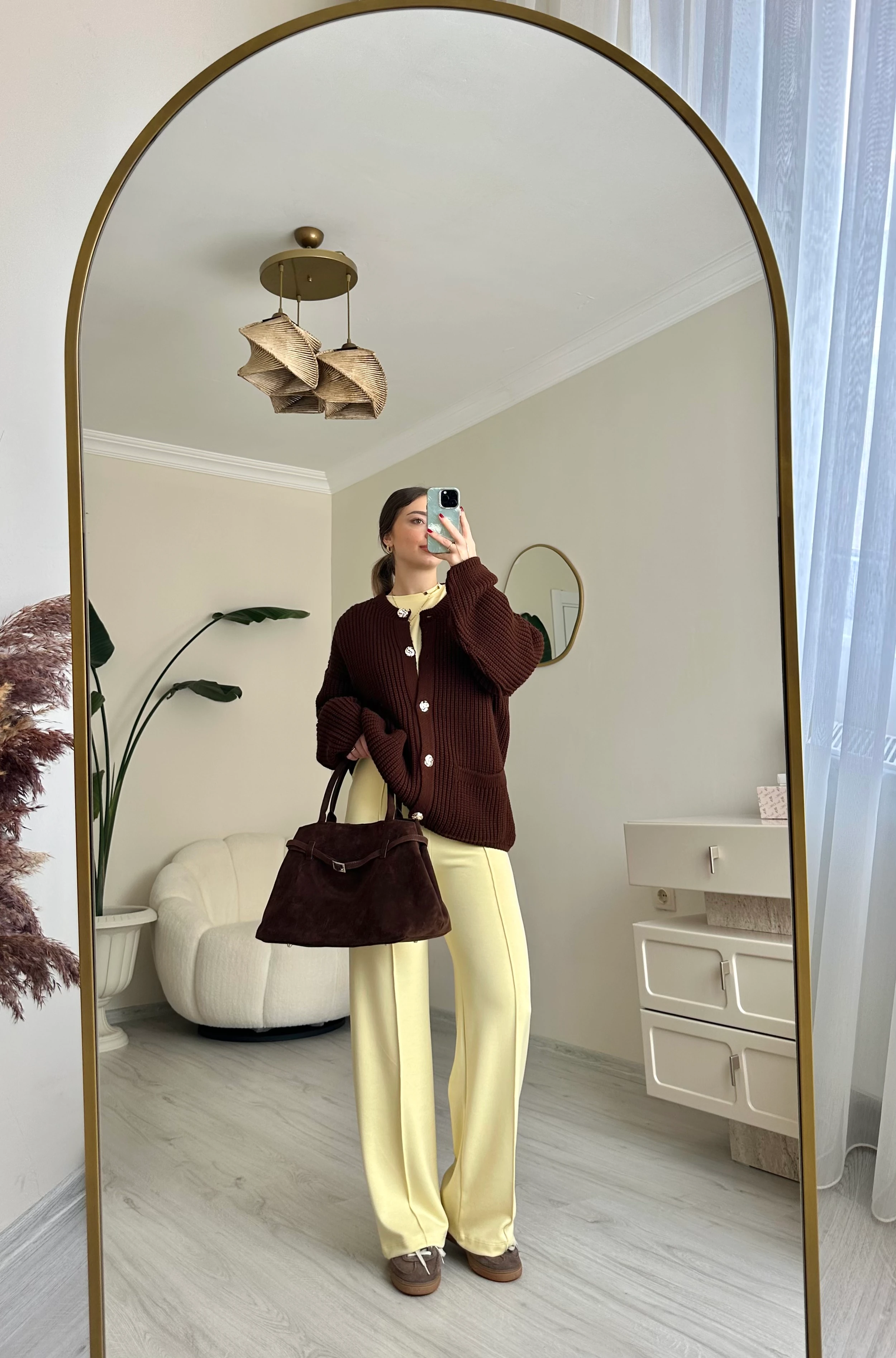 Örme Düğme Detay Oversize Hırka