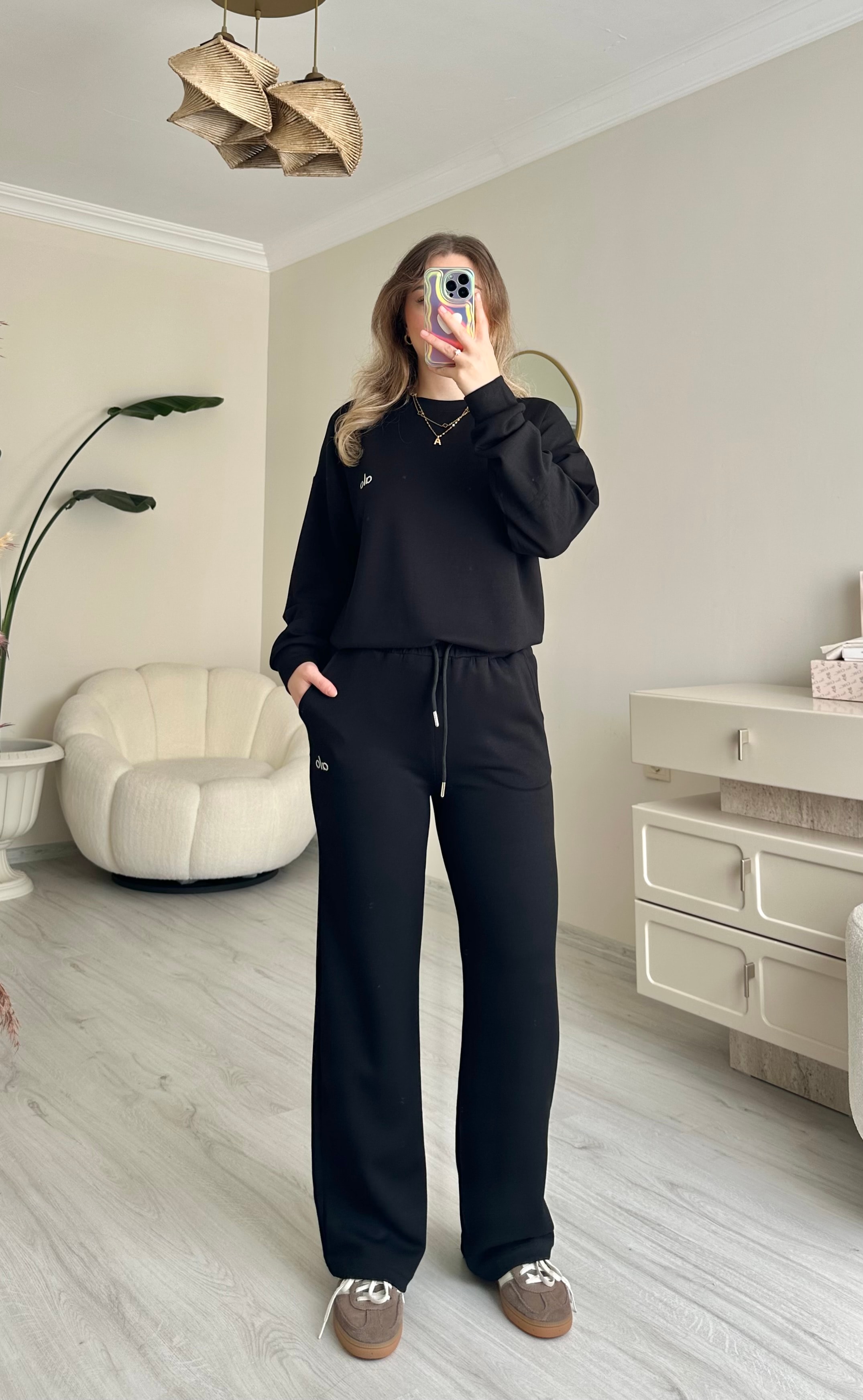 Premium Oversize Beli Lastikli Modal Takım - Siyah